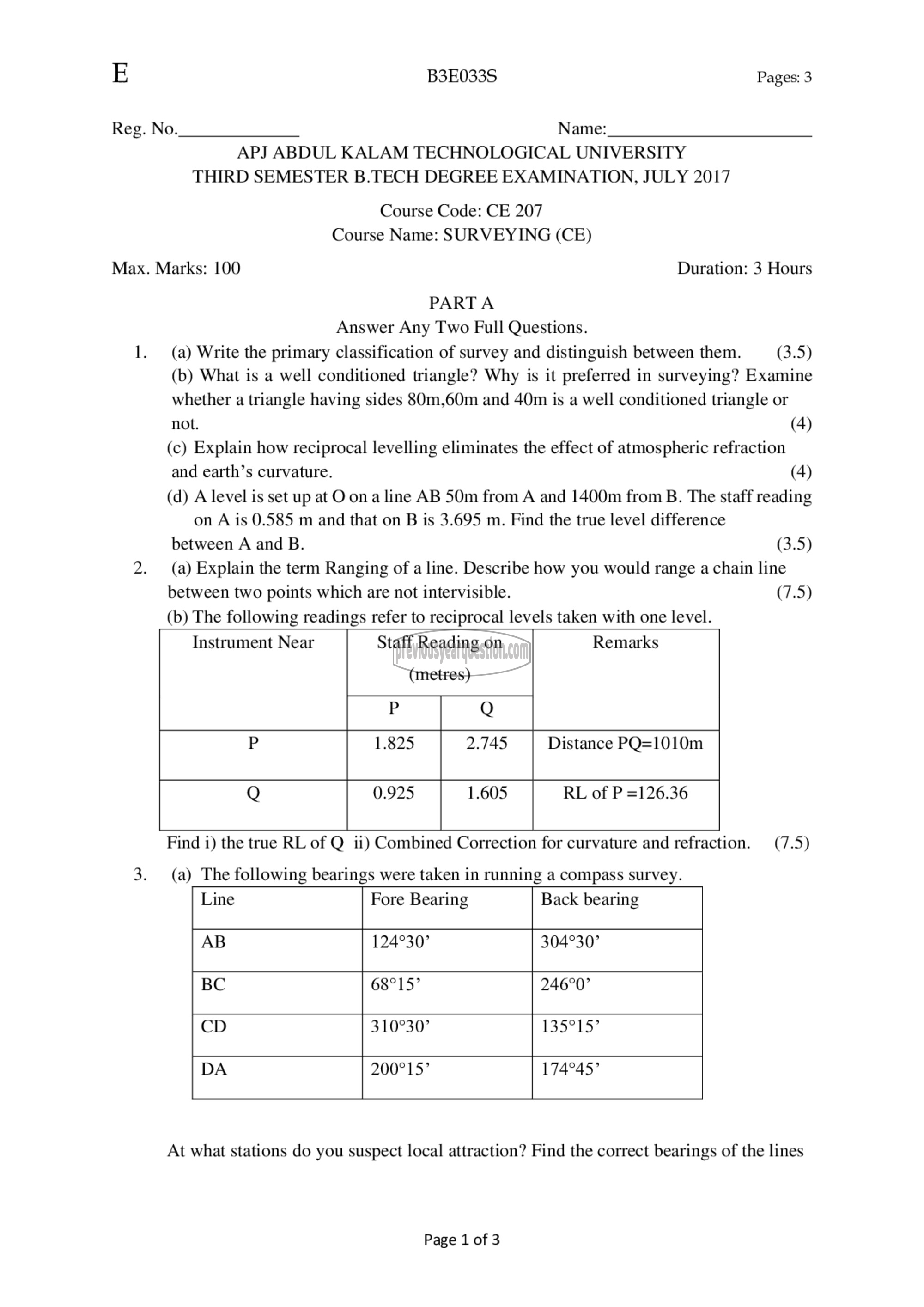 Question Paper - Surveying-1