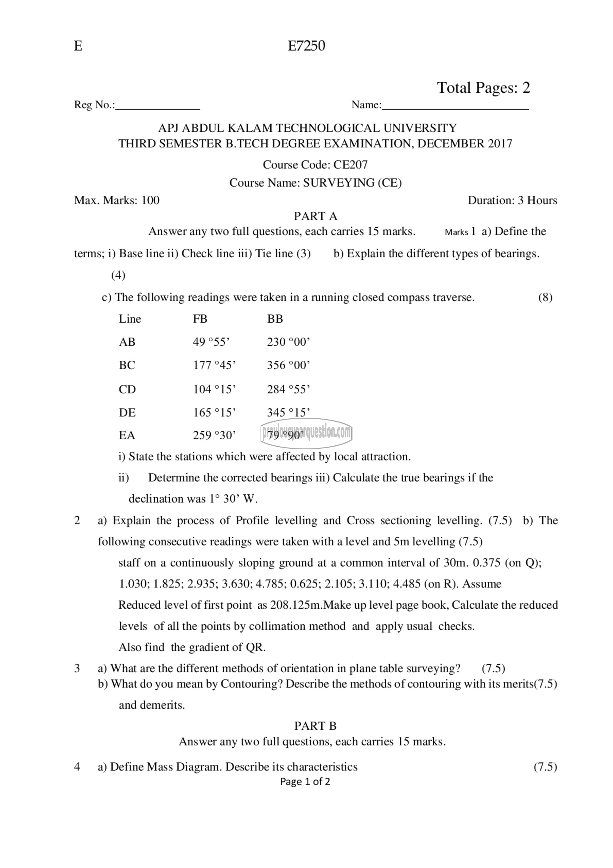 Question Paper - Surveying-1