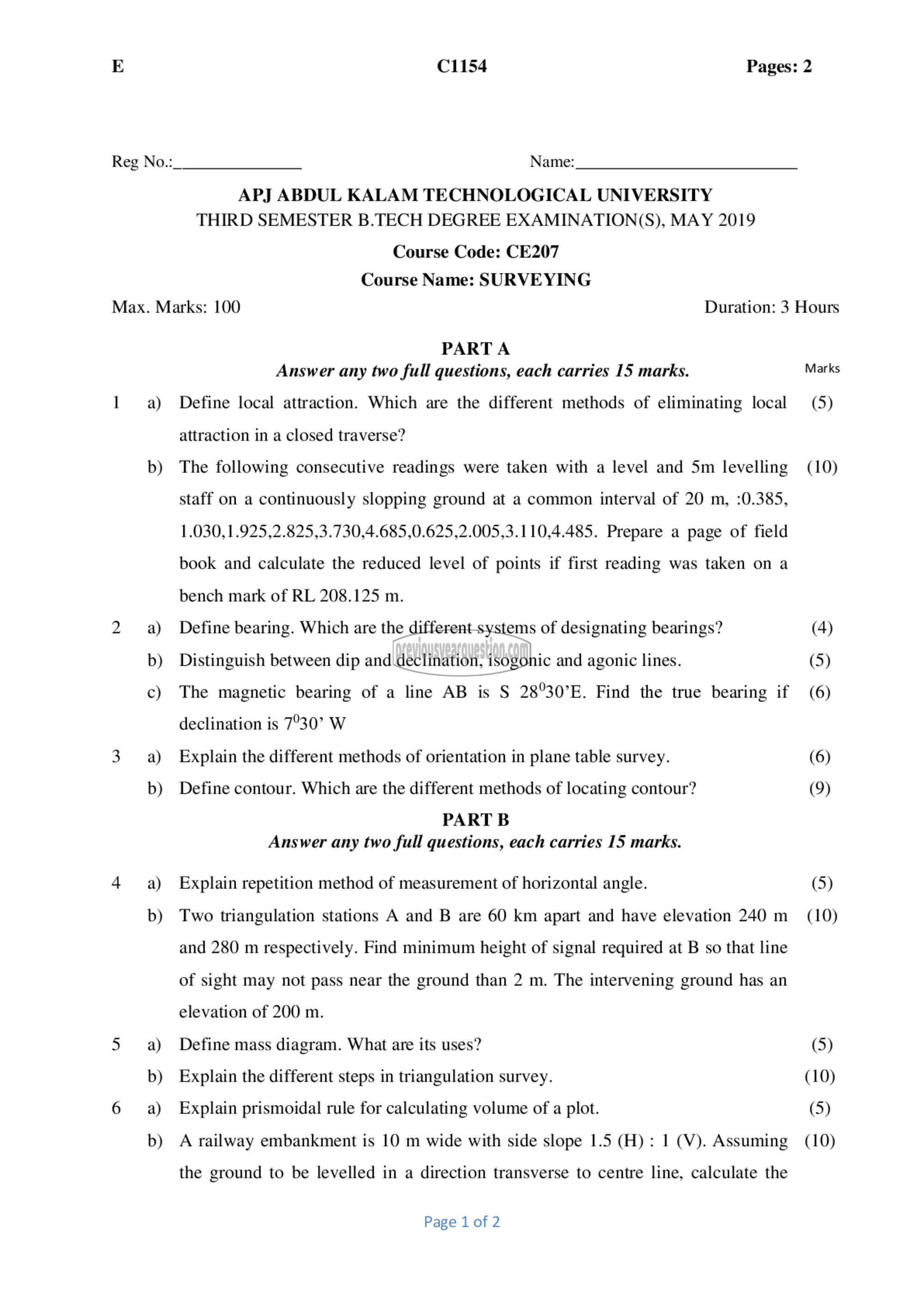 Question Paper - Surveying-1