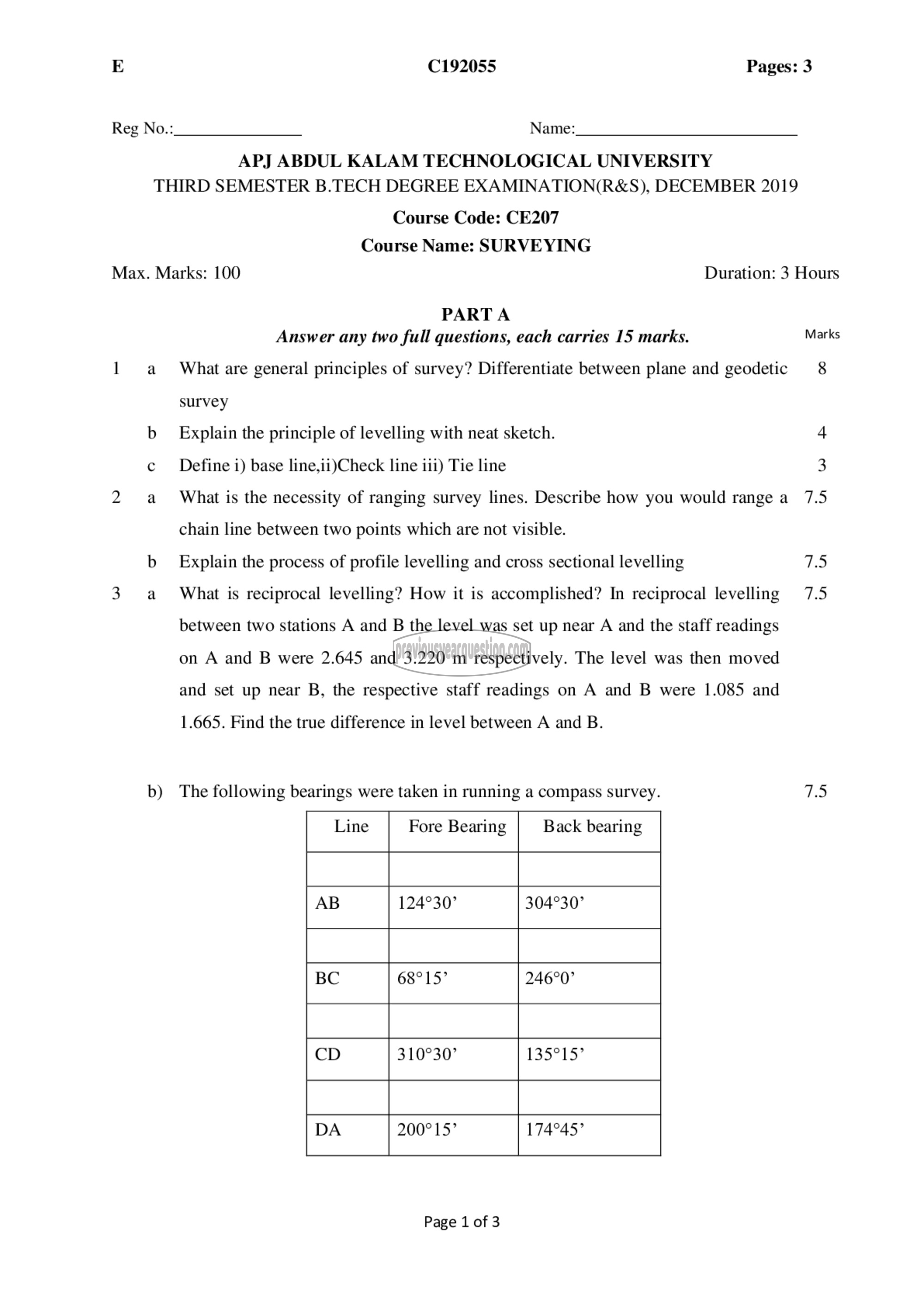 Question Paper - Surveying-1