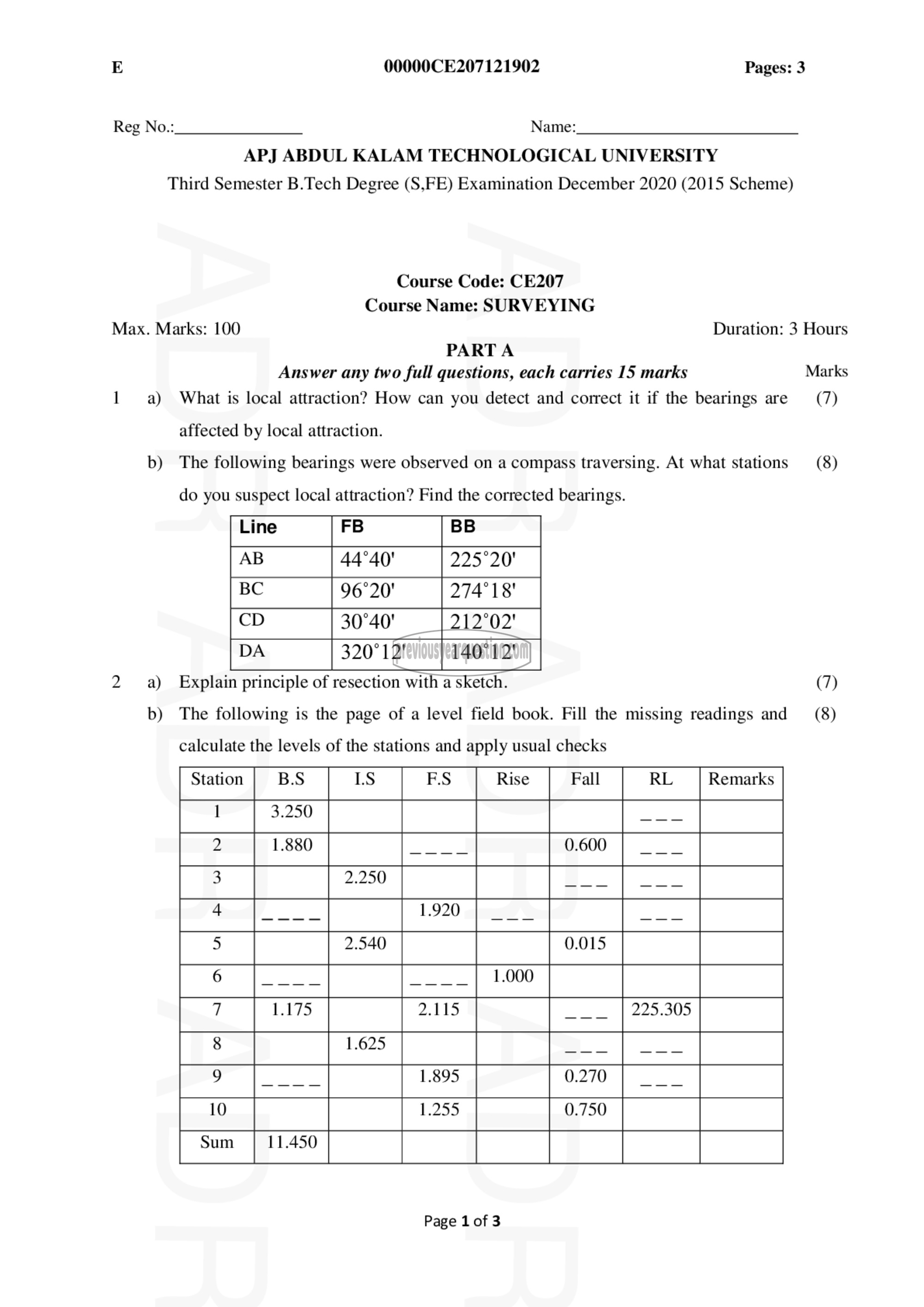 Question Paper - Surveying-1