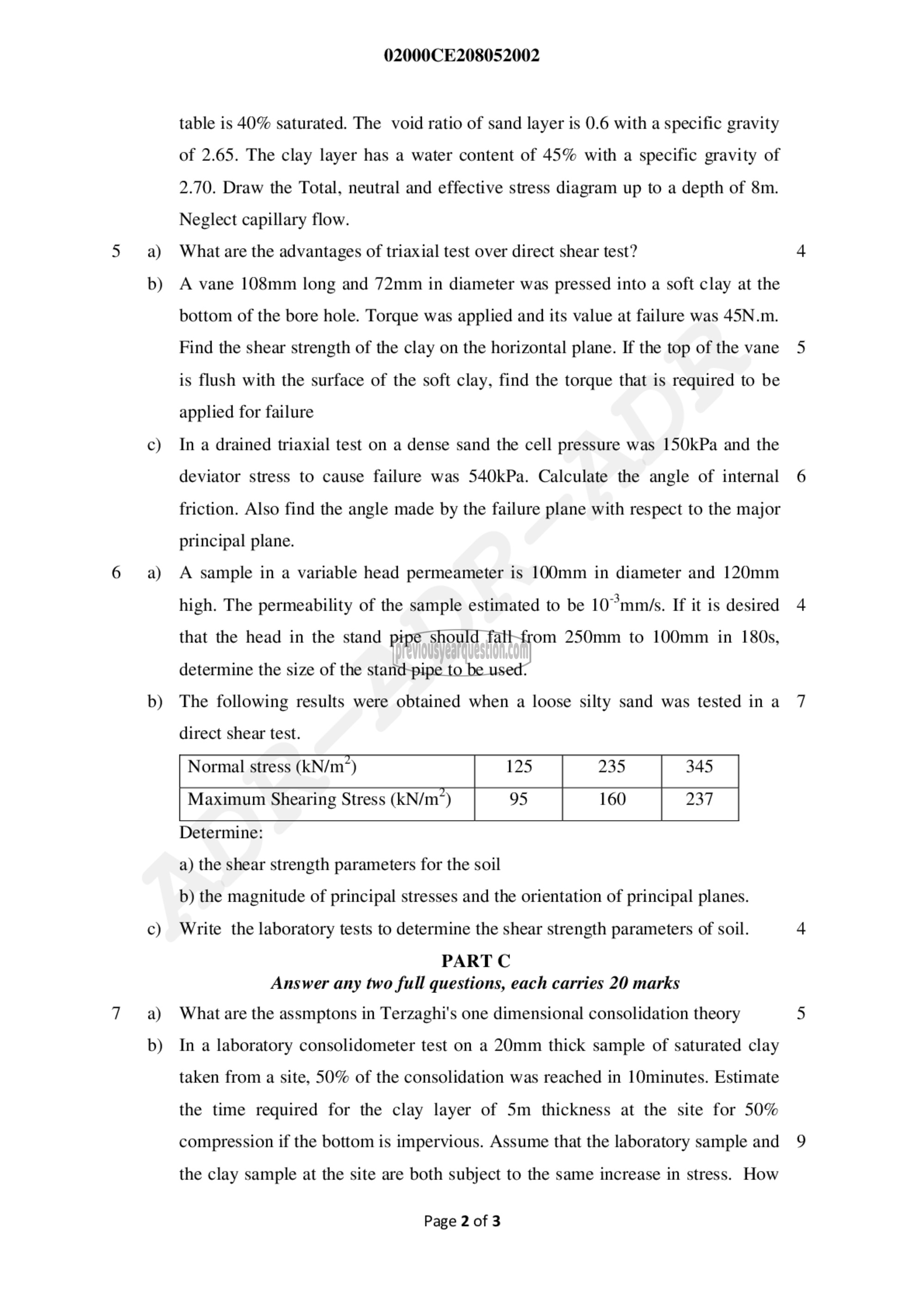 Question Paper - Geotechnical Engineering- I-2