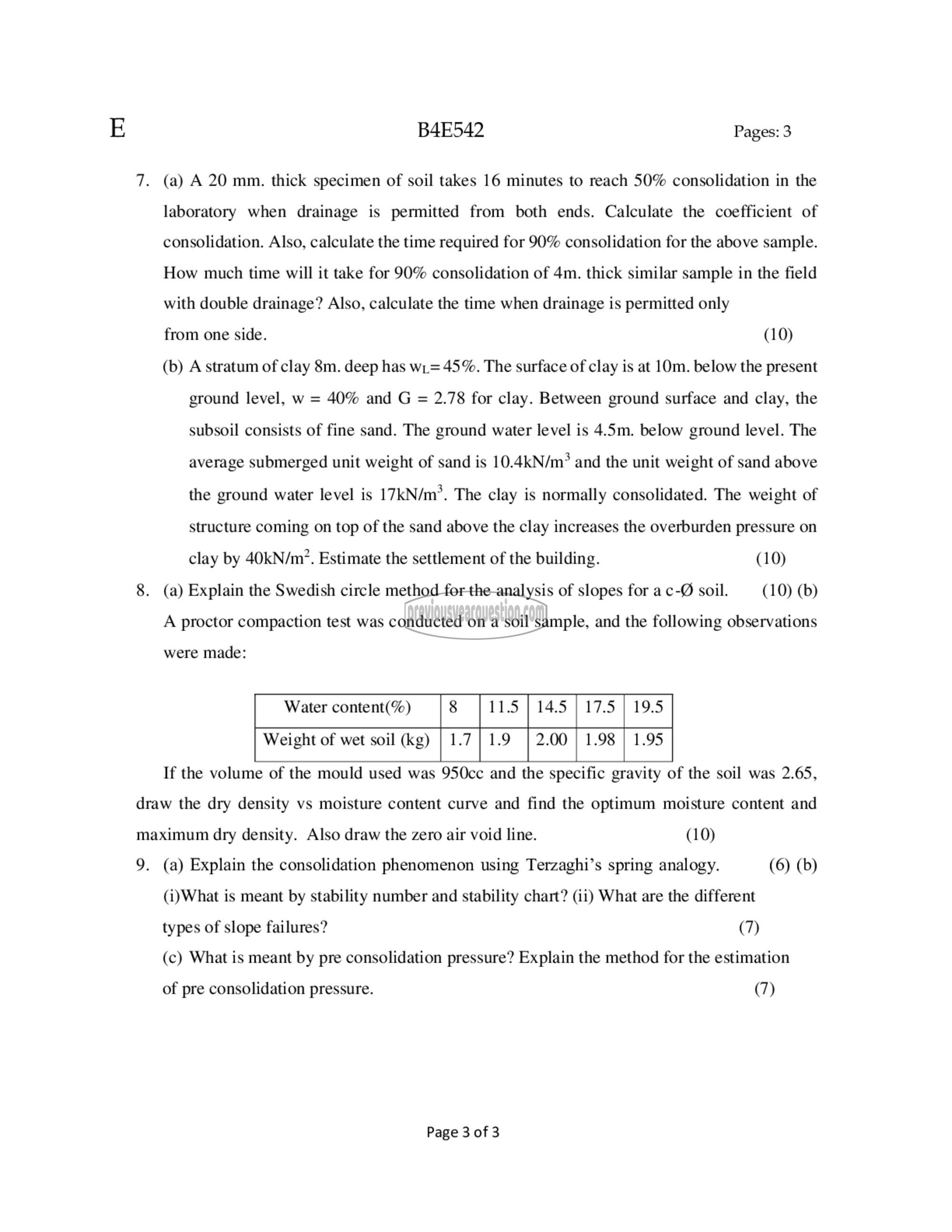 Question Paper - Geotechnical Engineering- I-3