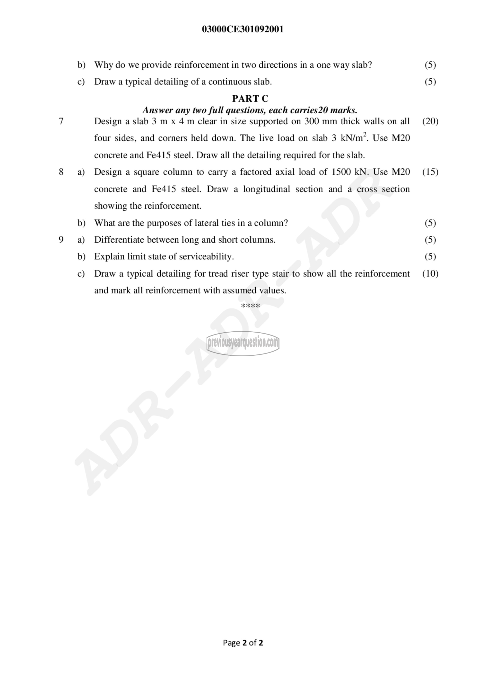 Question Paper - Design of Concrete Structures I-2