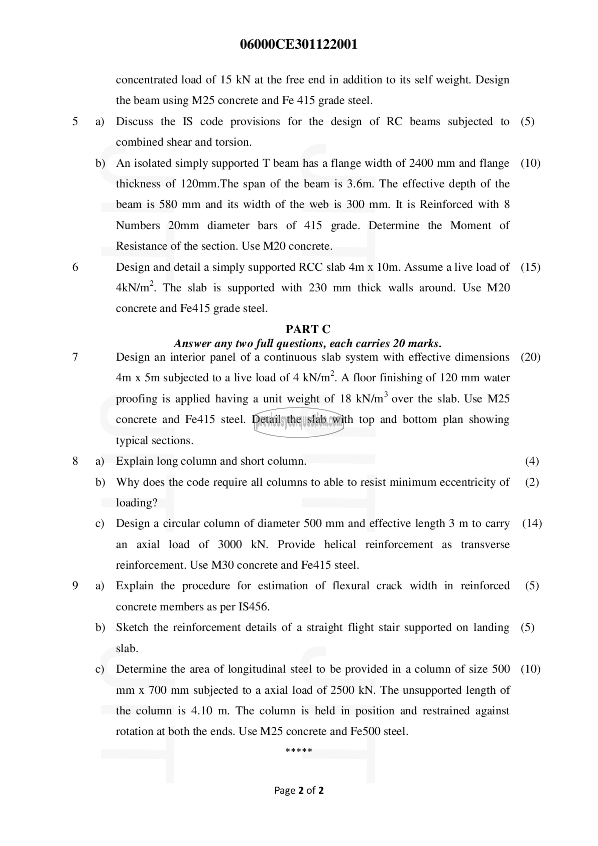 Question Paper - Design of Concrete Structures I-2