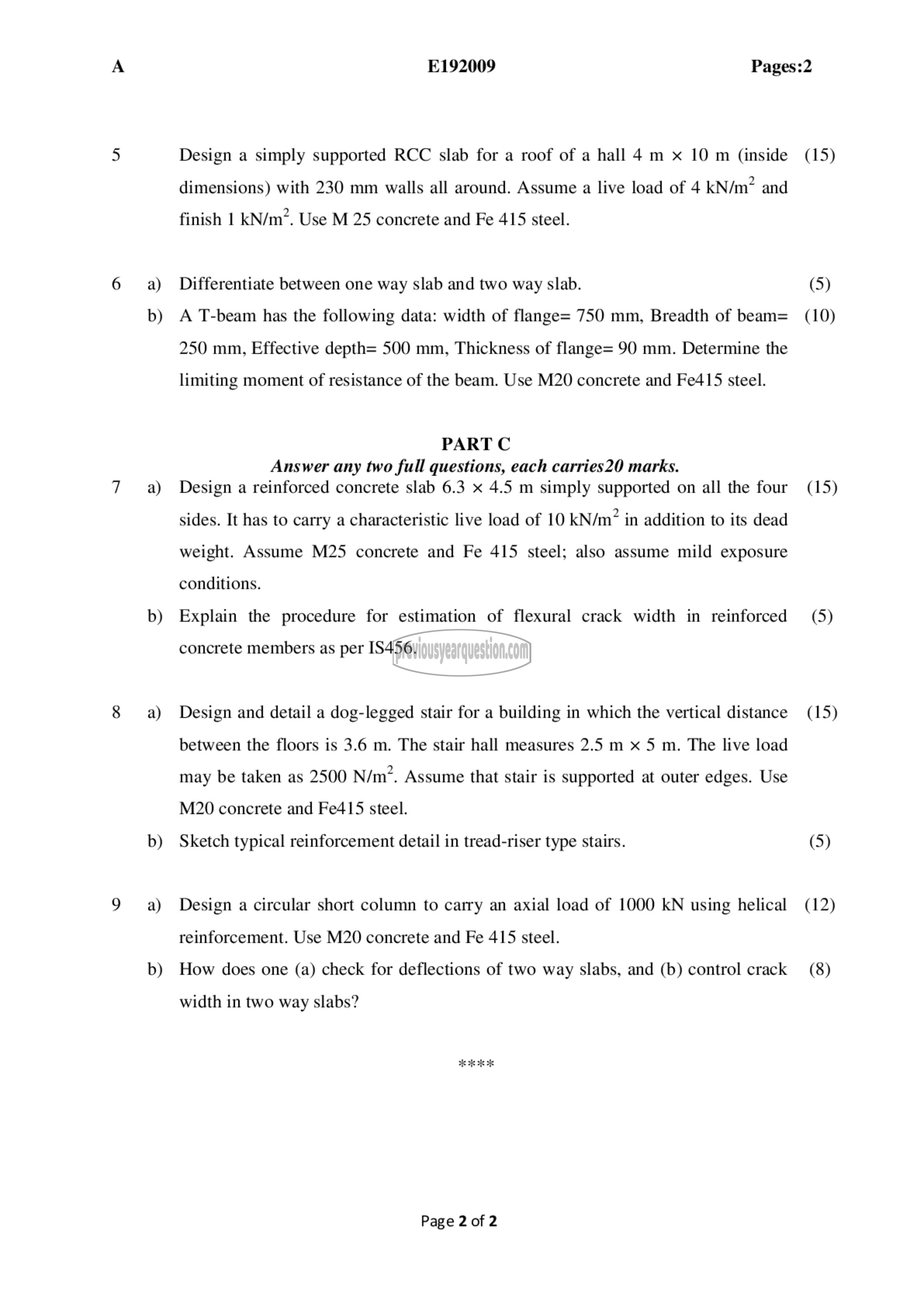 Question Paper - Design of Concrete Structures I-2