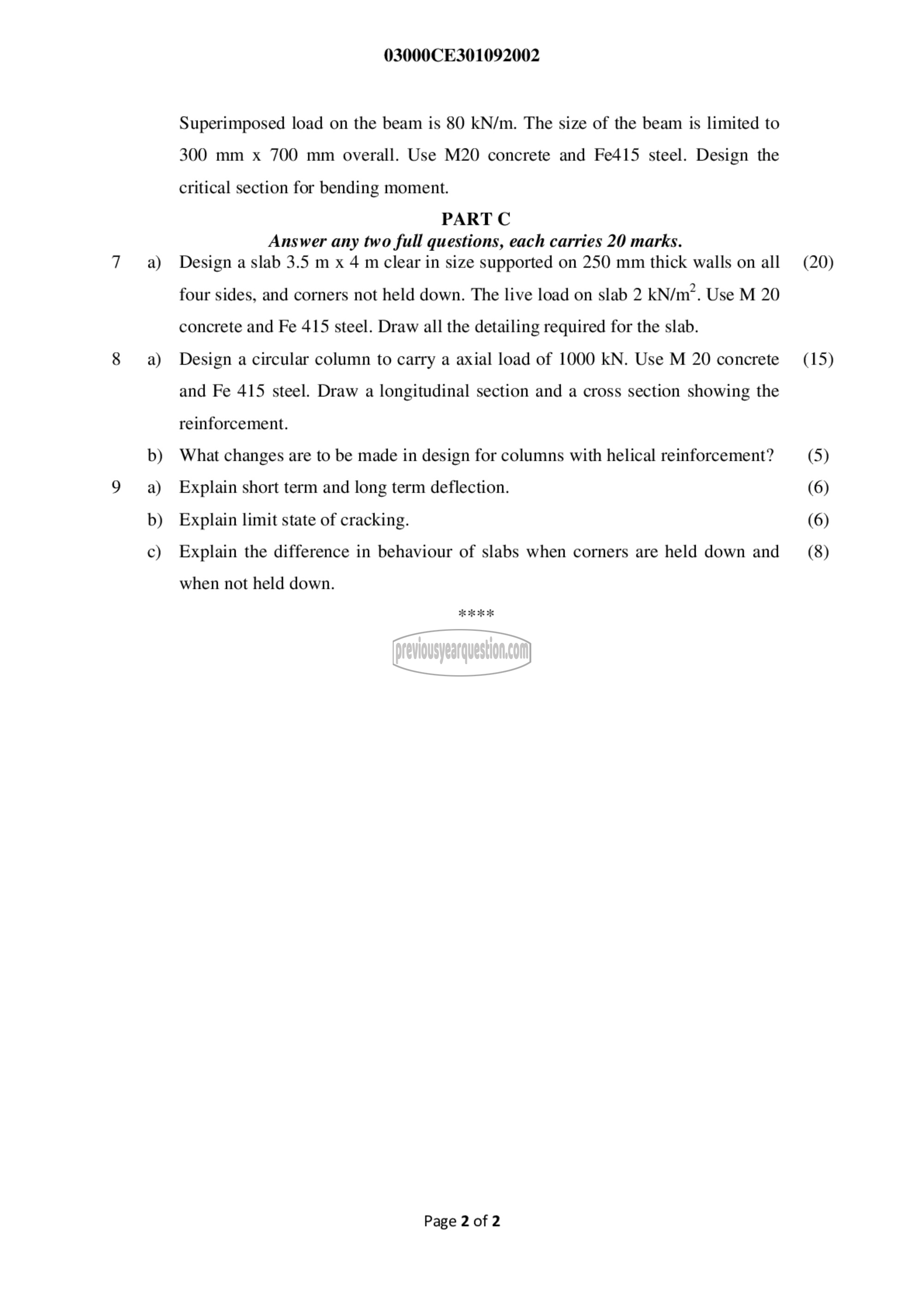 Question Paper - Design of Concrete Structures I-2