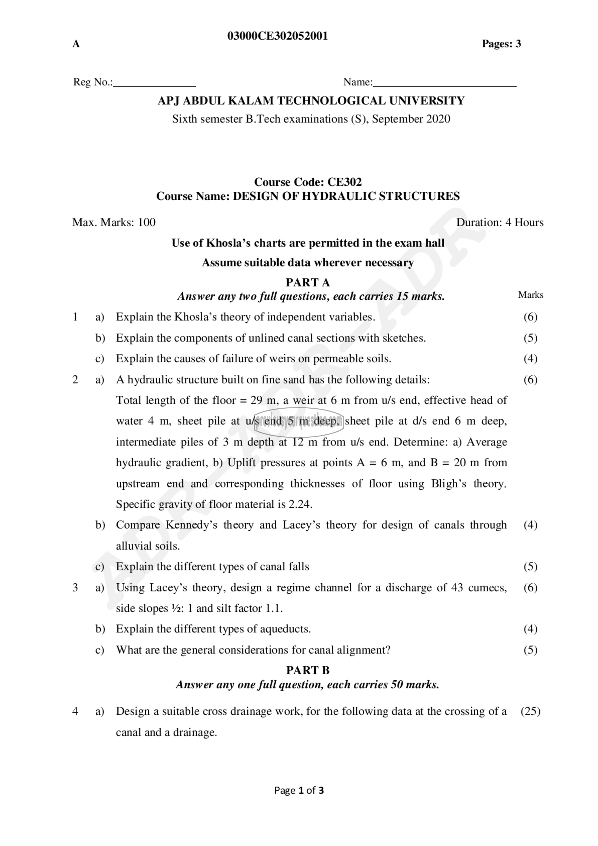 Design of Hydraulic Structures page 1 APJ ABDUL KALAM