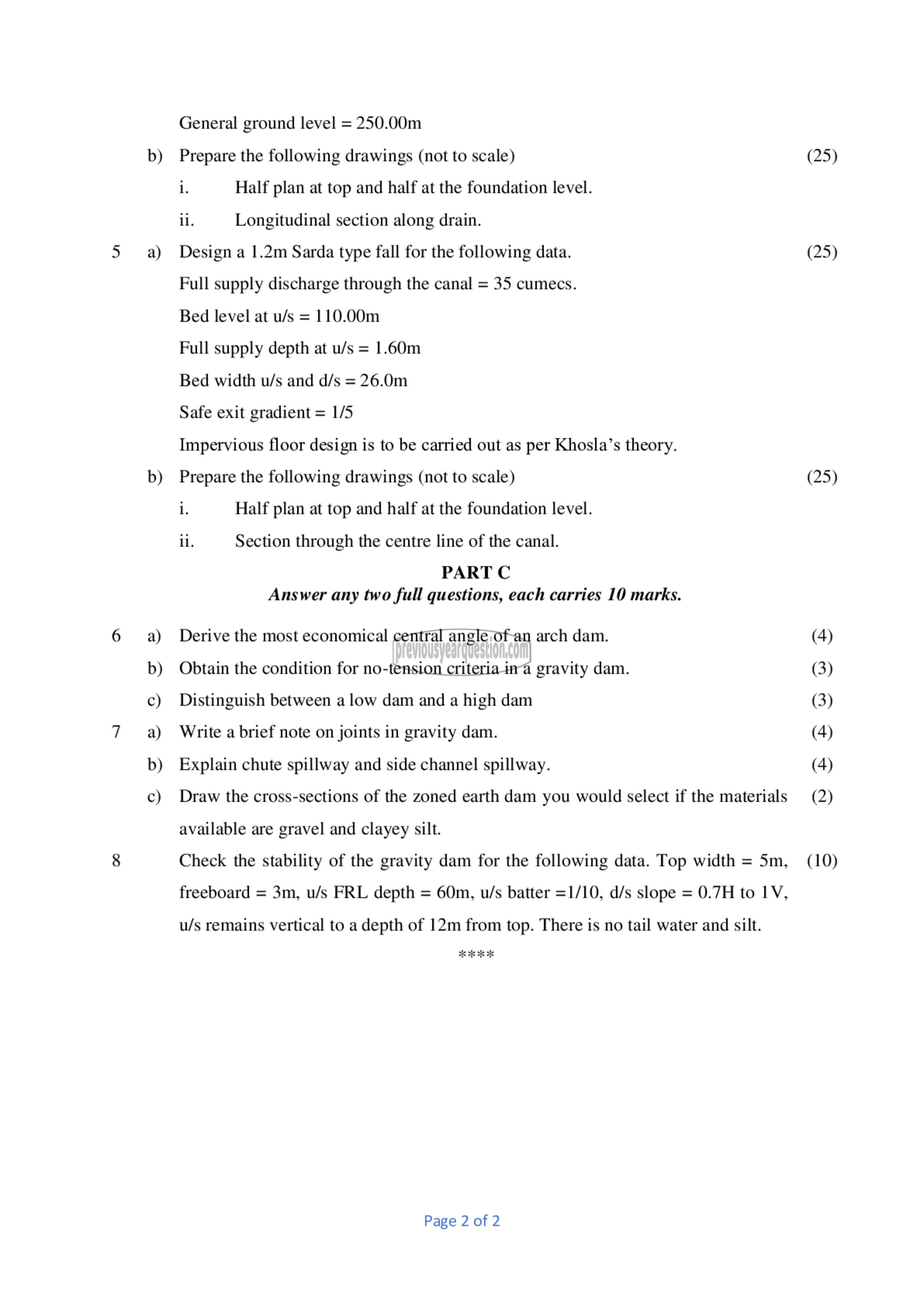 Question Paper - Design of Hydraulic Structures-2