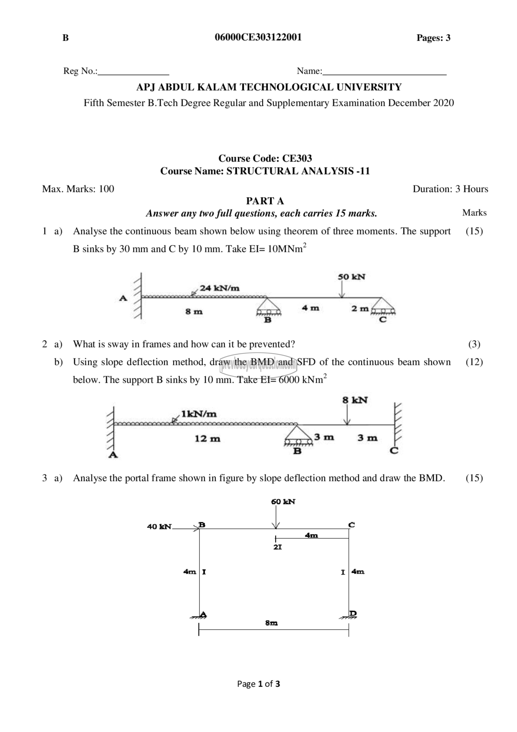 Question Paper - Structural Analysis- II-1