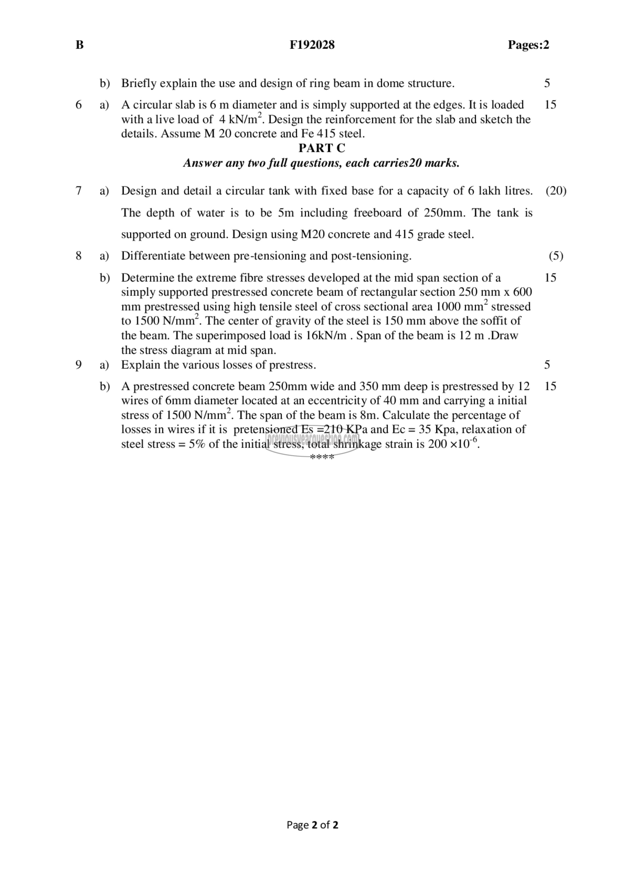 Question Paper - Design of Concrete Structures II-2