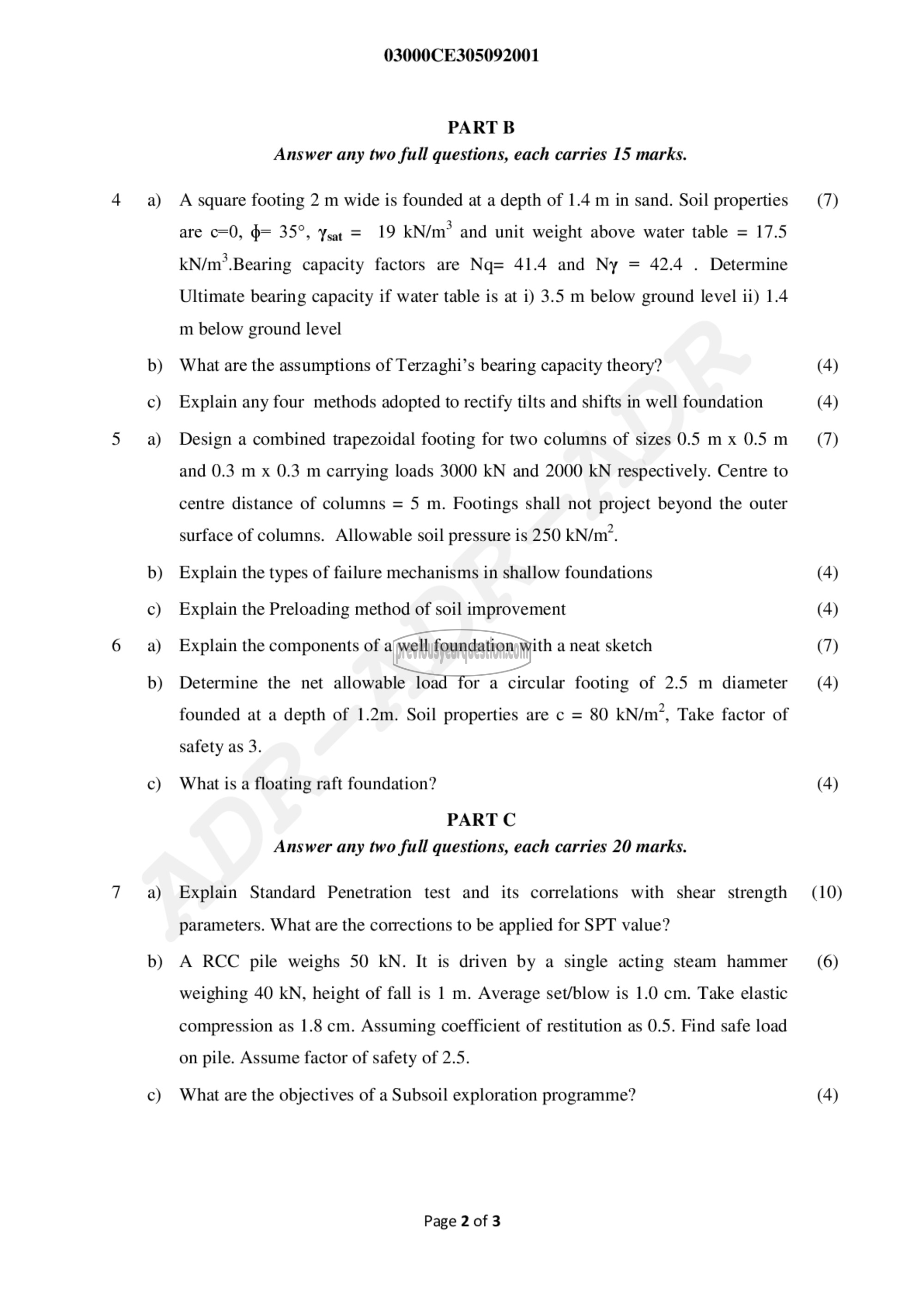 Question Paper - Geotechnical Engineering- II-2