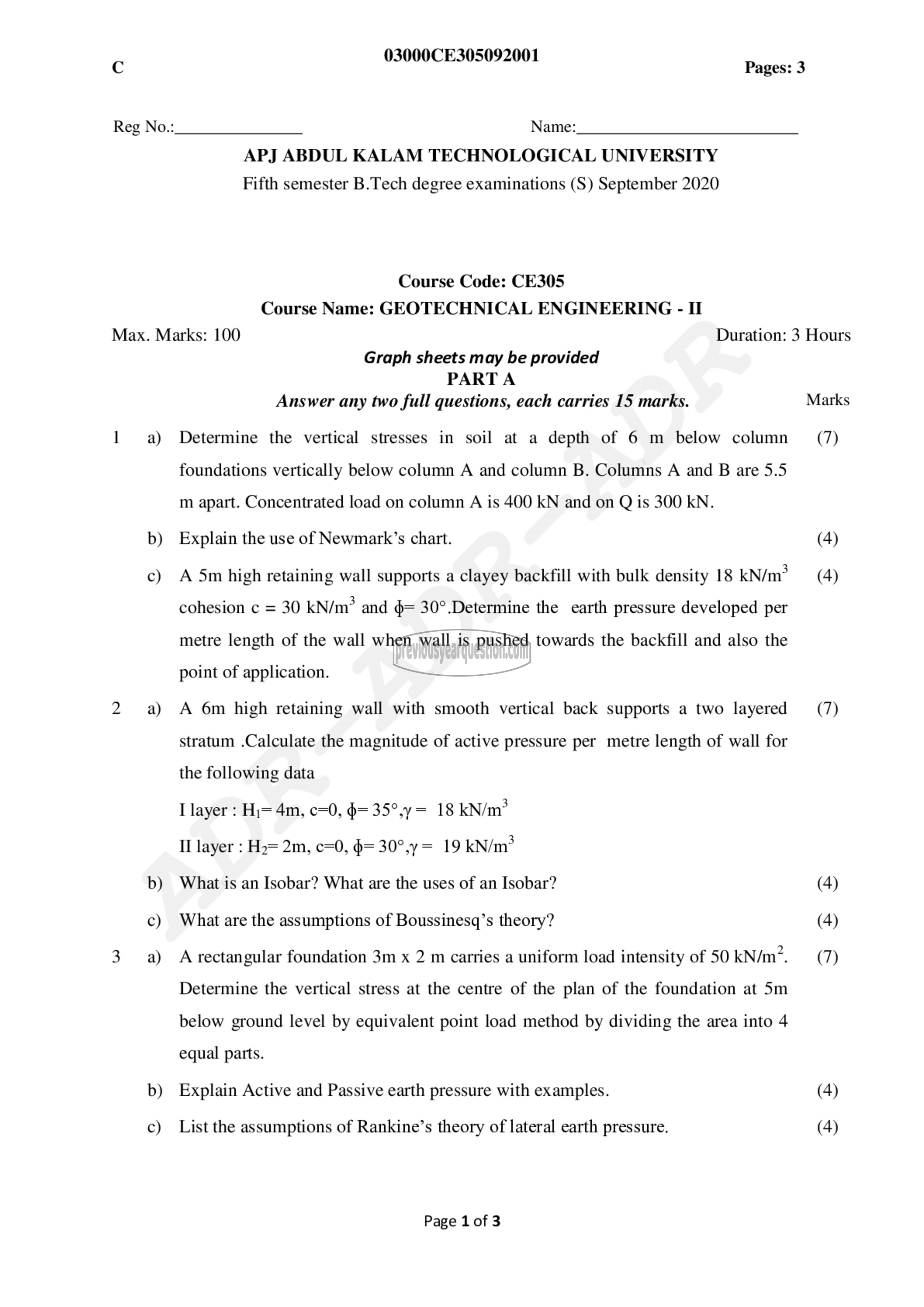 Question Paper - Geotechnical Engineering- II-1