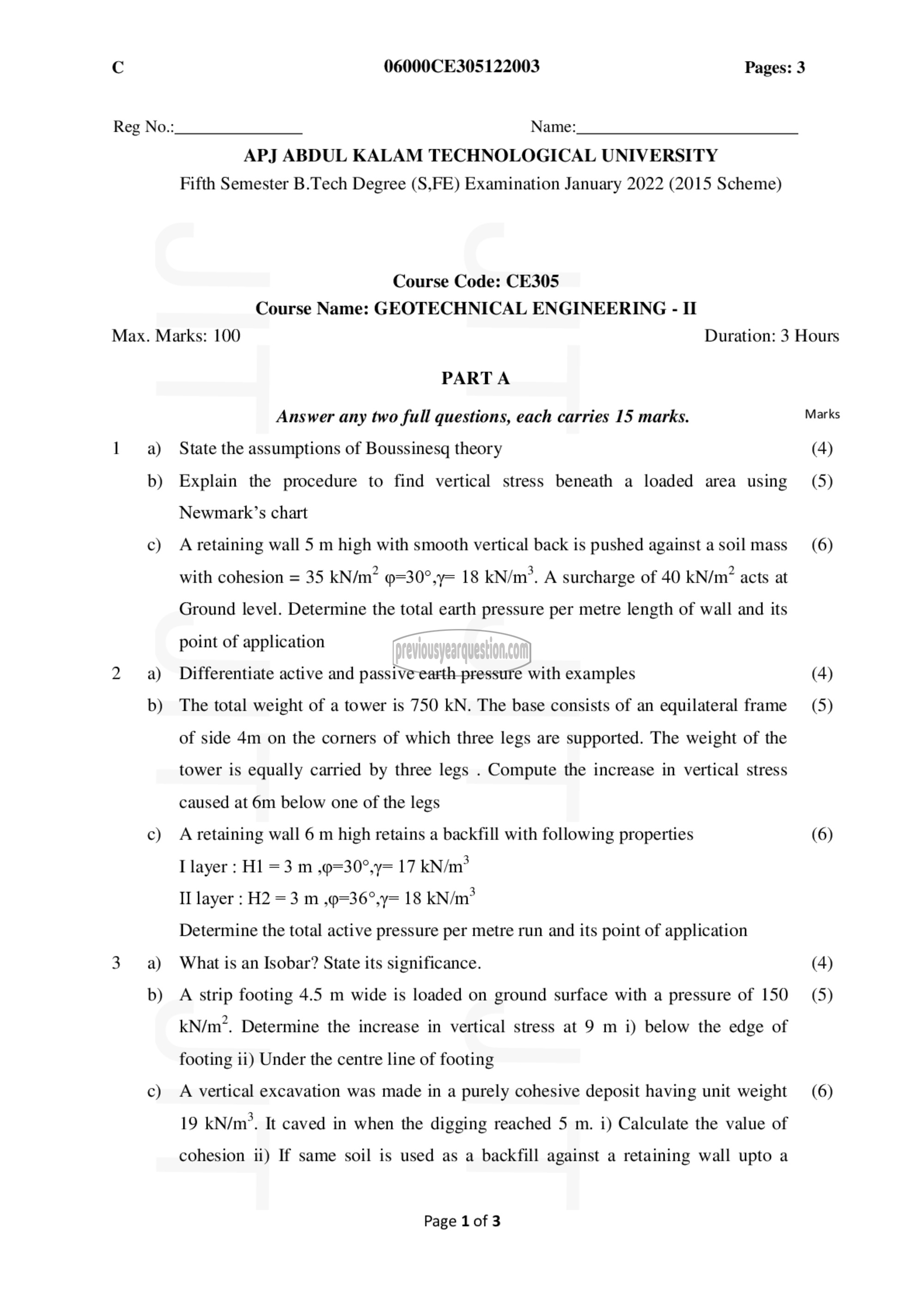 Question Paper - Geotechnical Engineering- II-1