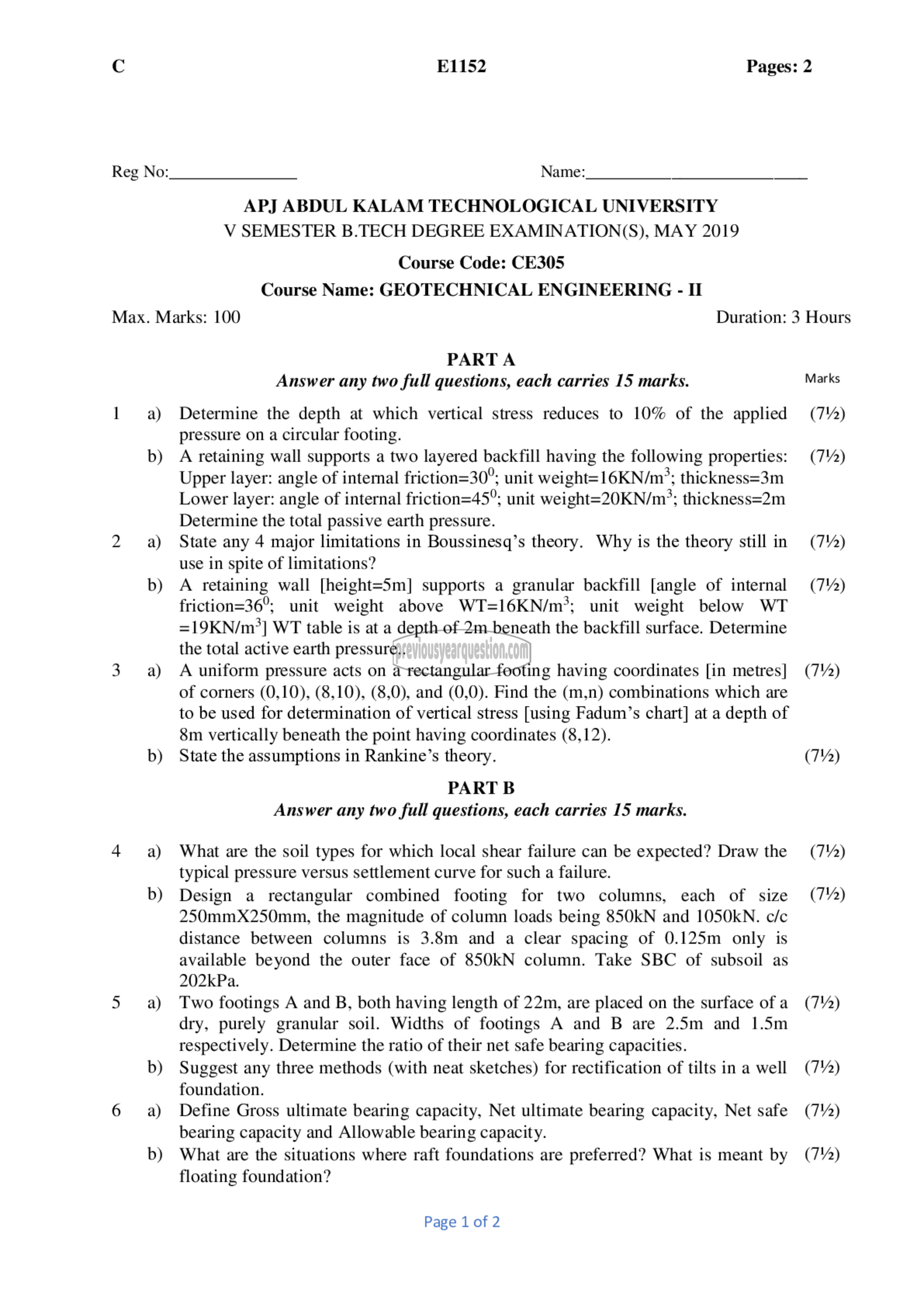 Question Paper - Geotechnical Engineering- II-1