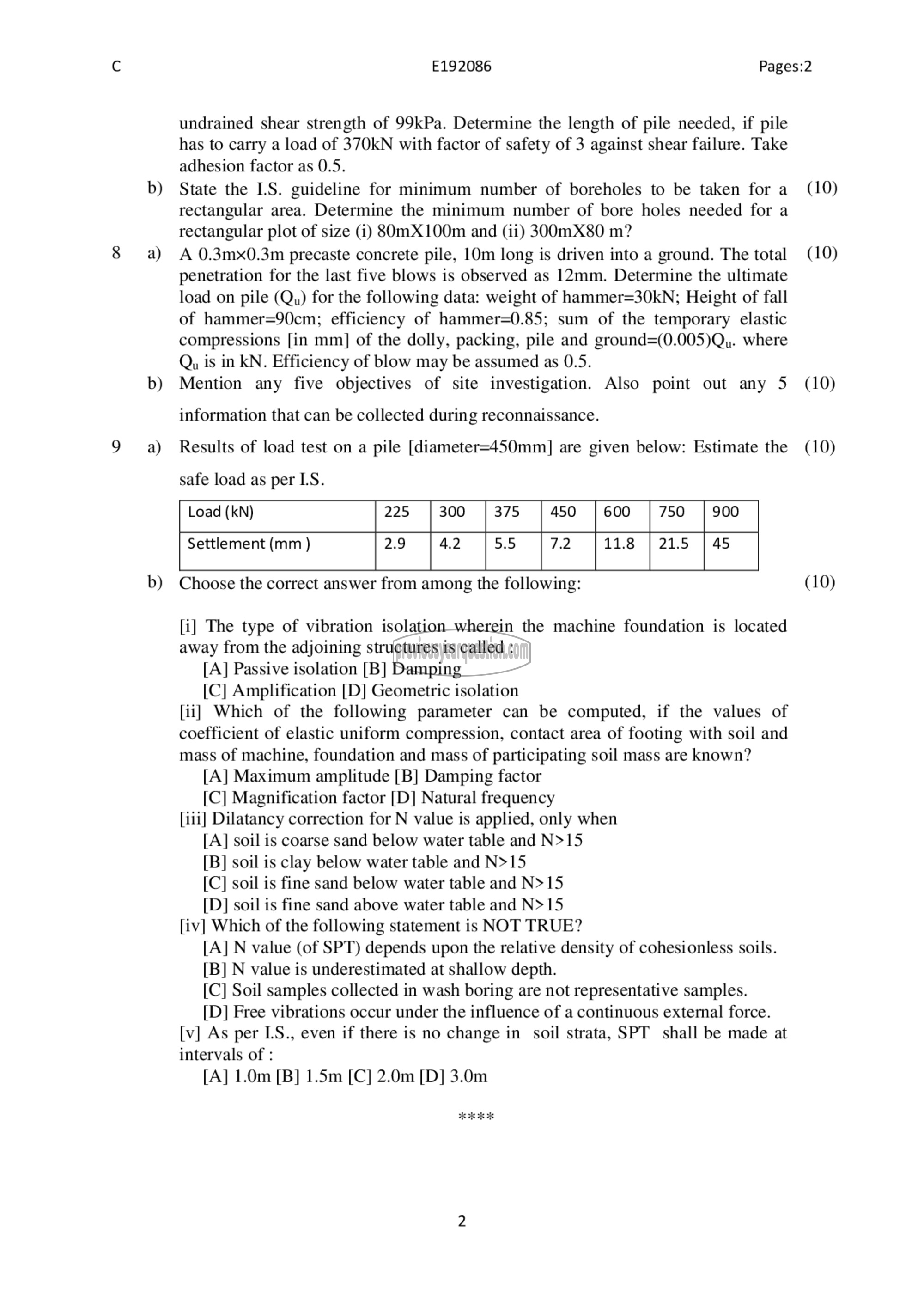 Question Paper - Geotechnical Engineering- II-2