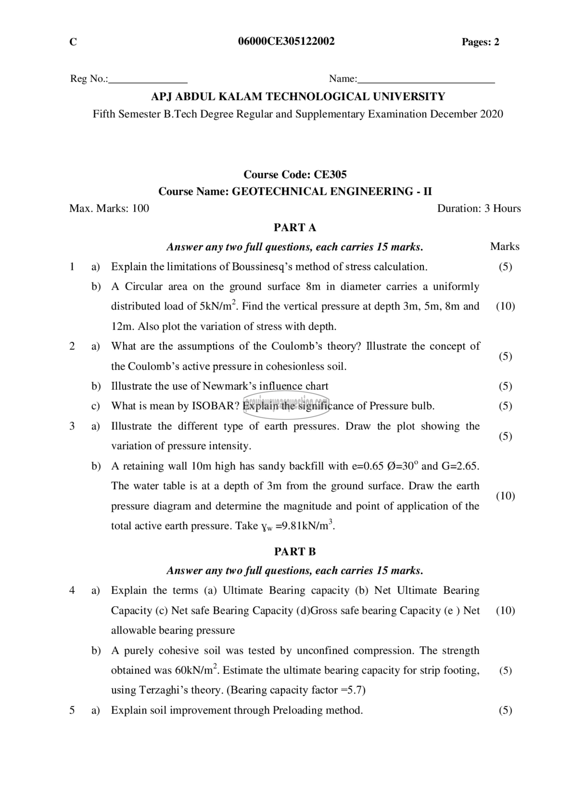 Question Paper - Geotechnical Engineering- II-1