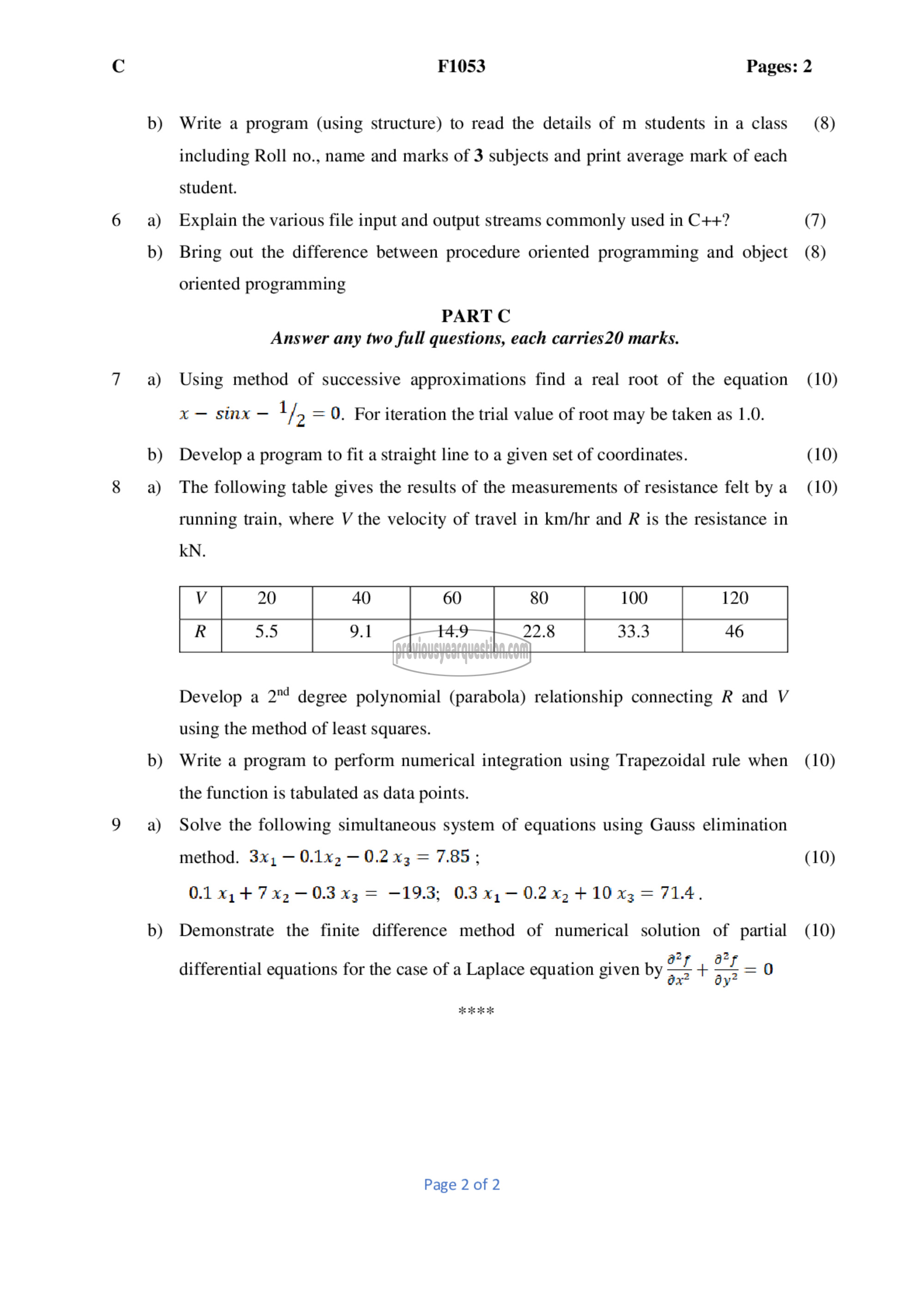 Question Paper - Computer Programming and Computational Techniques-2