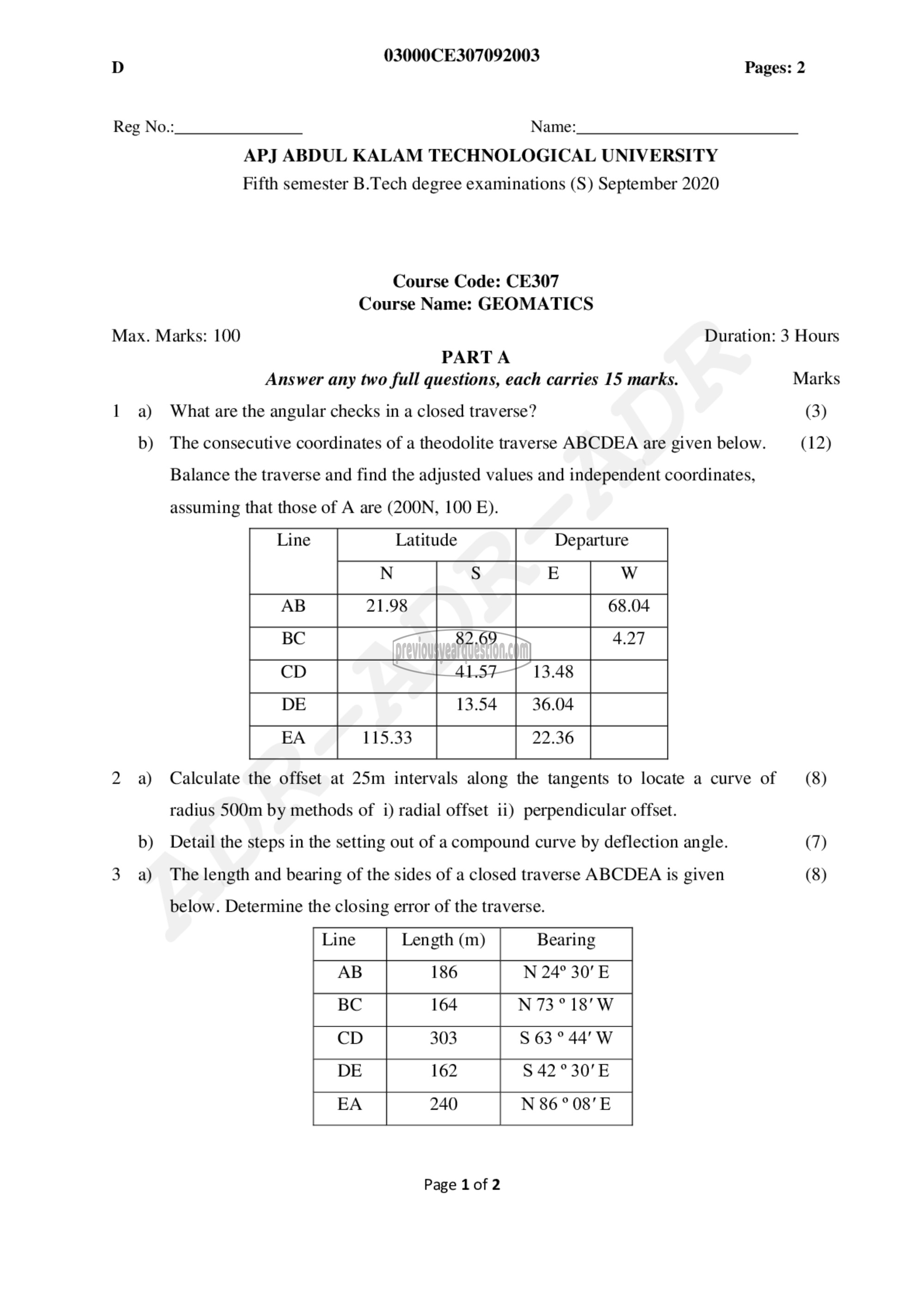 Question Paper - Geomatics-1