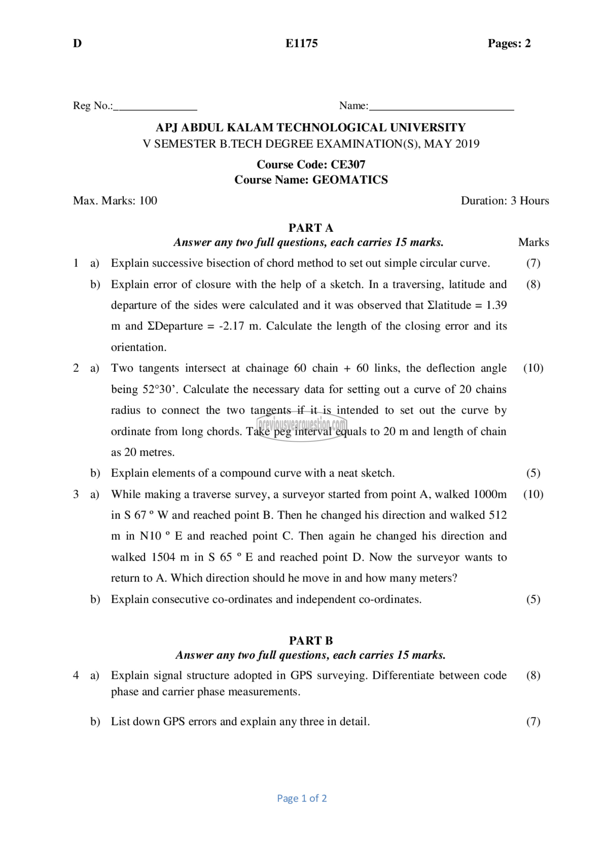 Question Paper - Geomatics-1