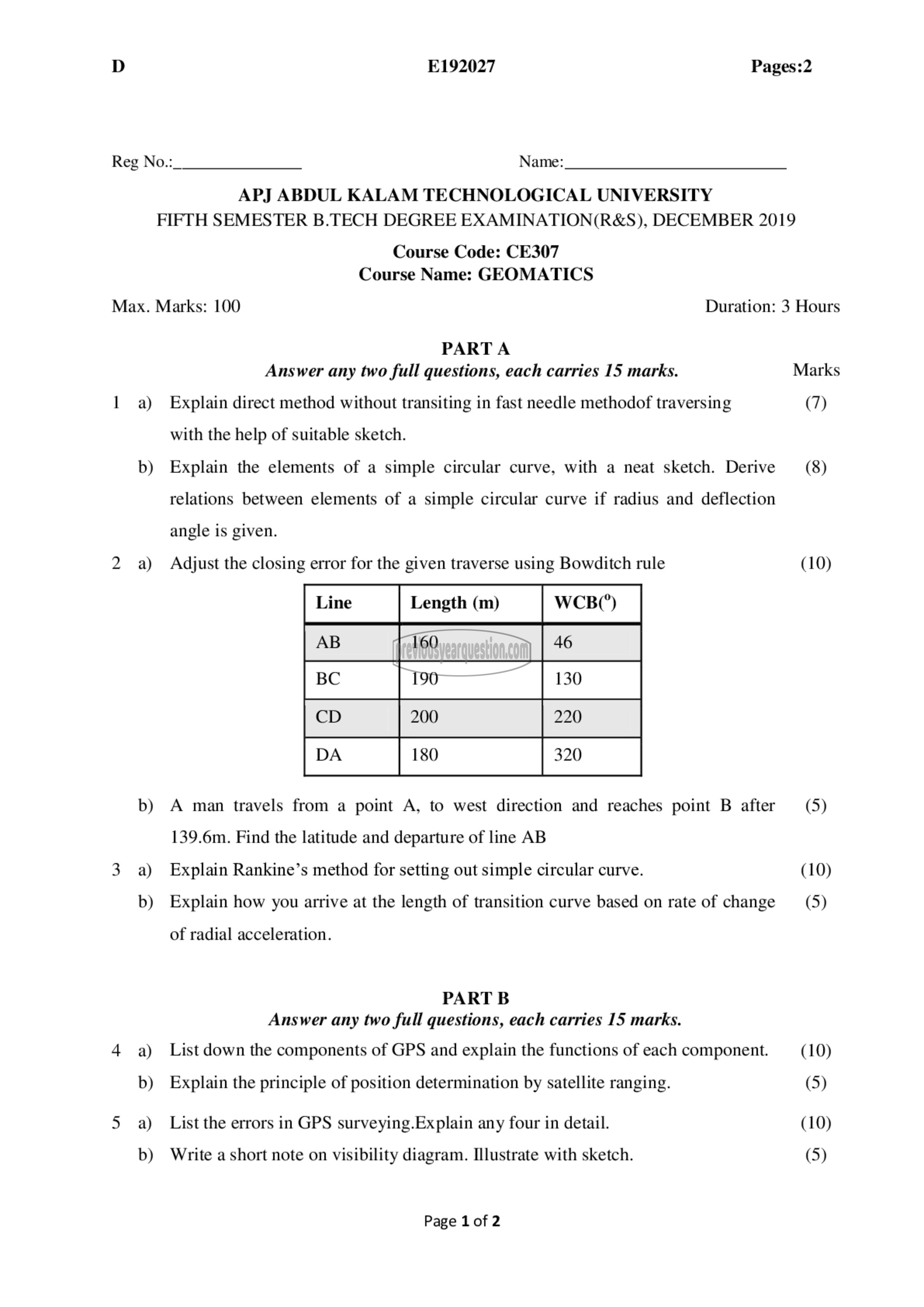 Question Paper - Geomatics-1