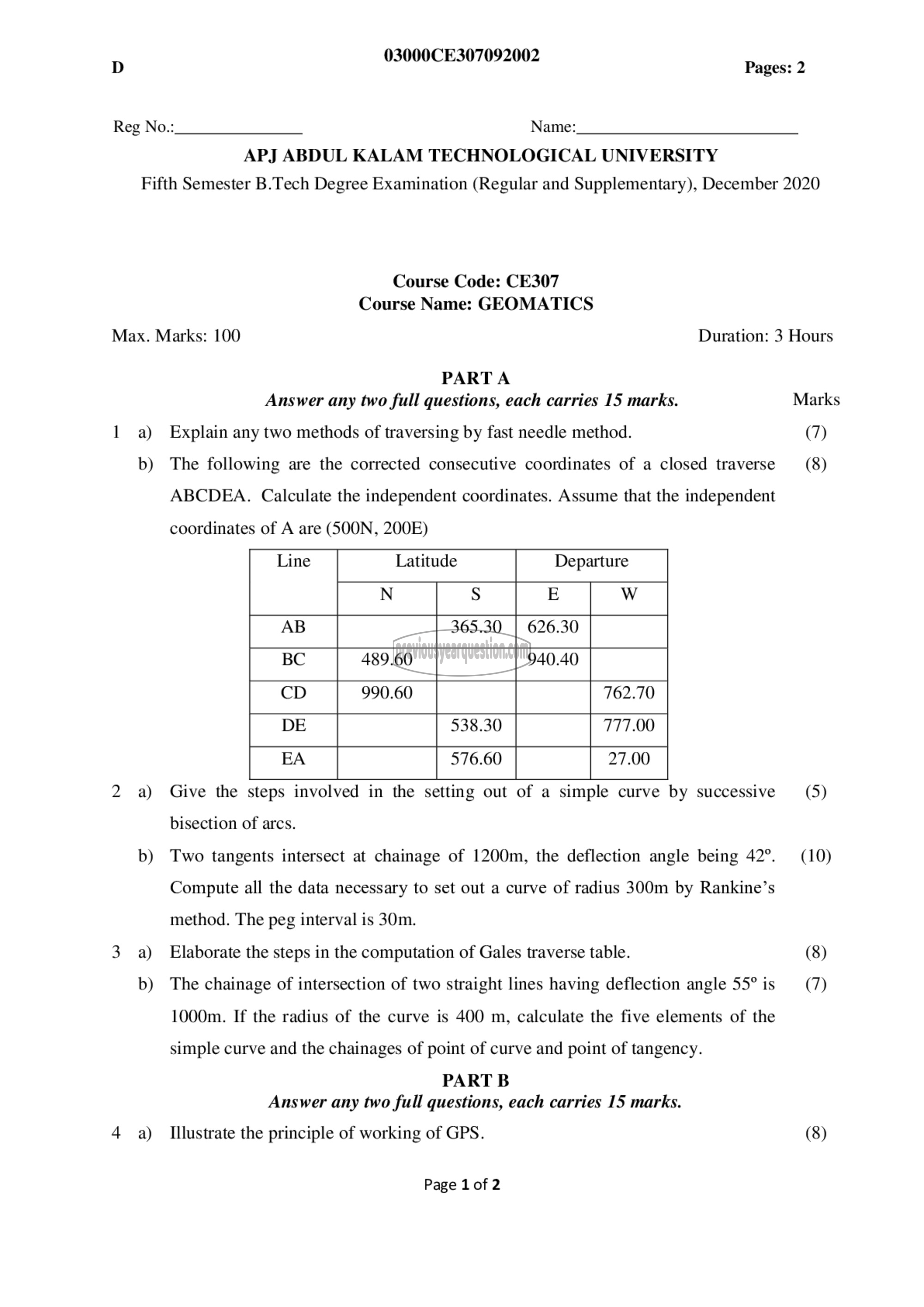 Question Paper - Geomatics-1