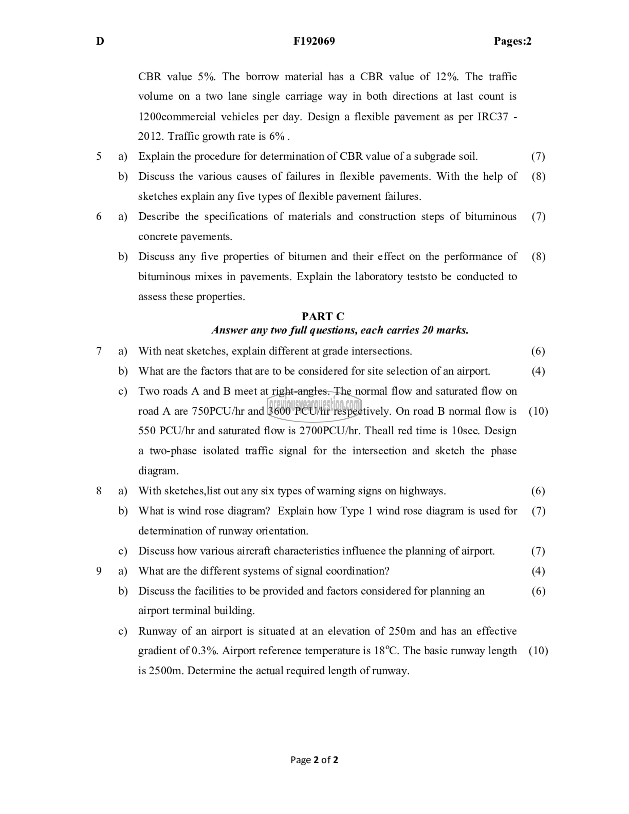 Question Paper - Transportation Engineering- I-2