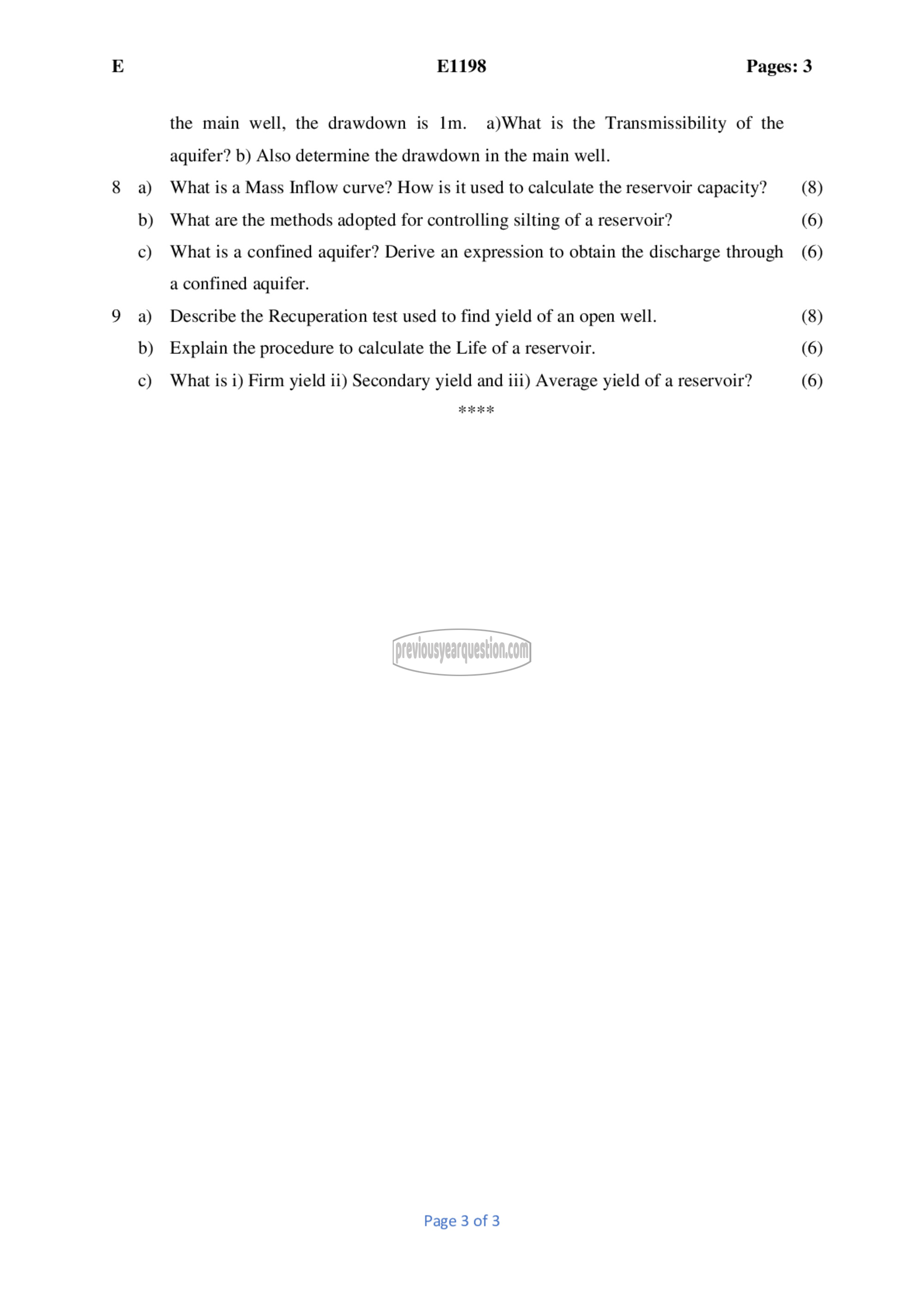 Question Paper - Water Resources Engineering-3