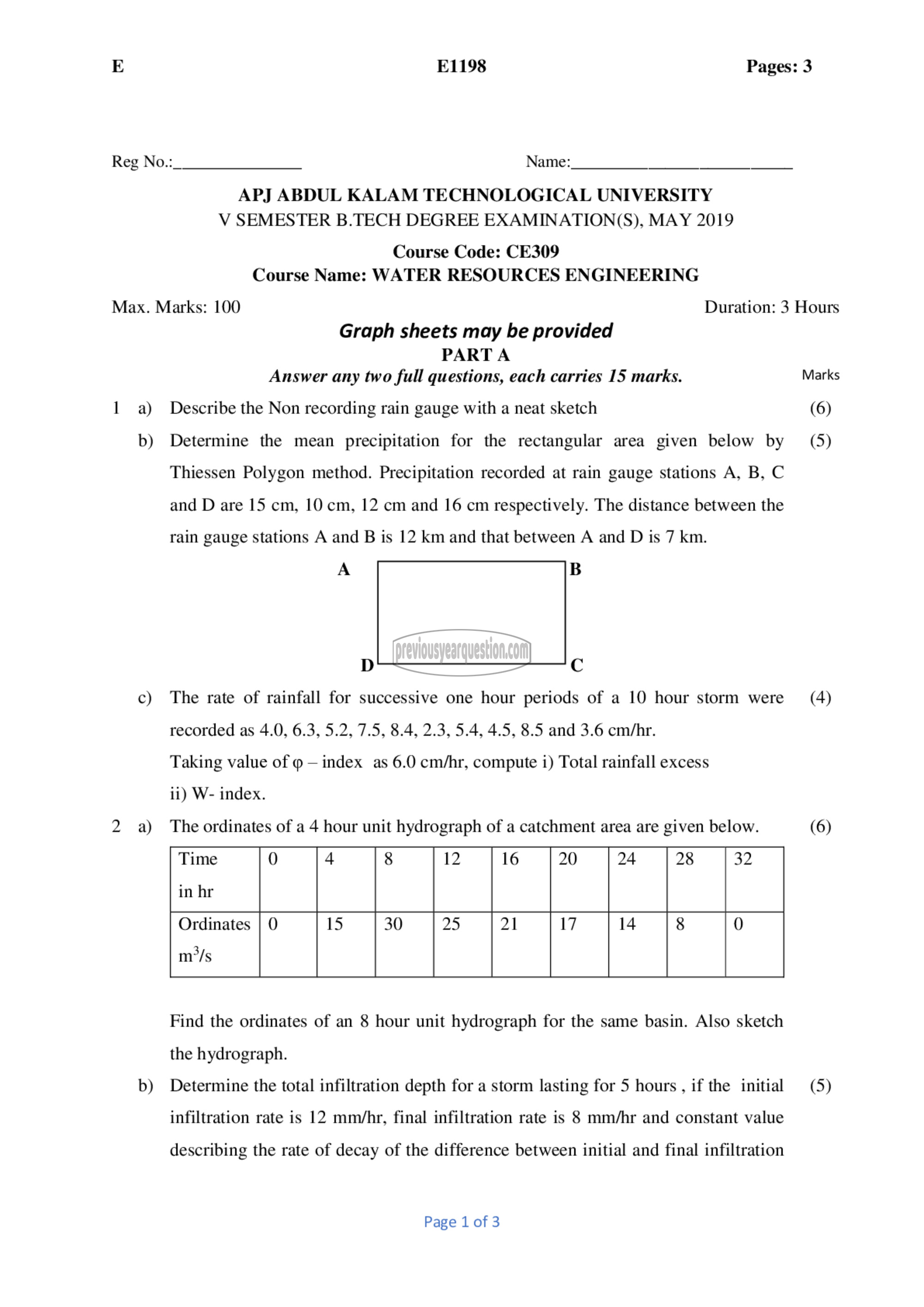 Question Paper - Water Resources Engineering-1