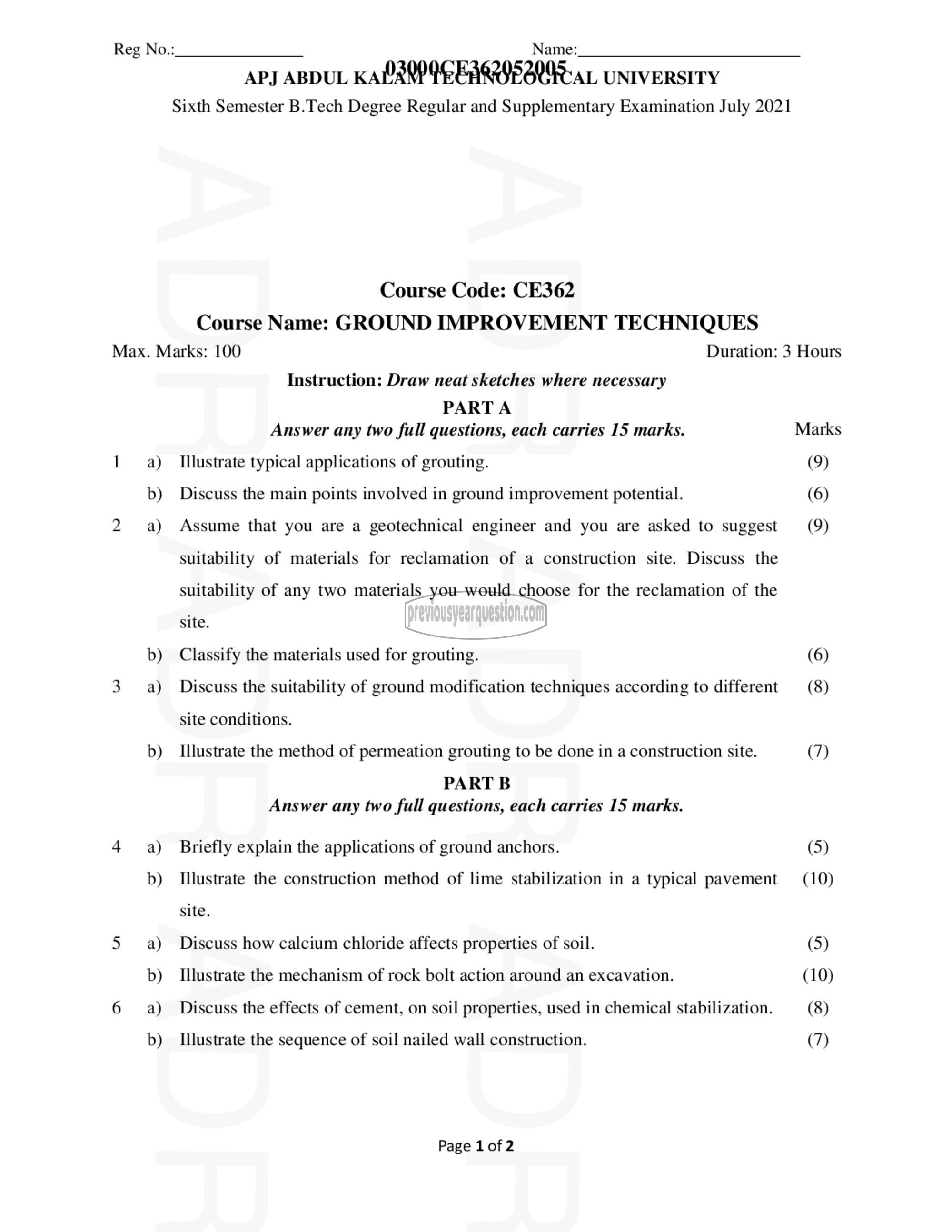 Question Paper - Ground Improvement Techniques-1