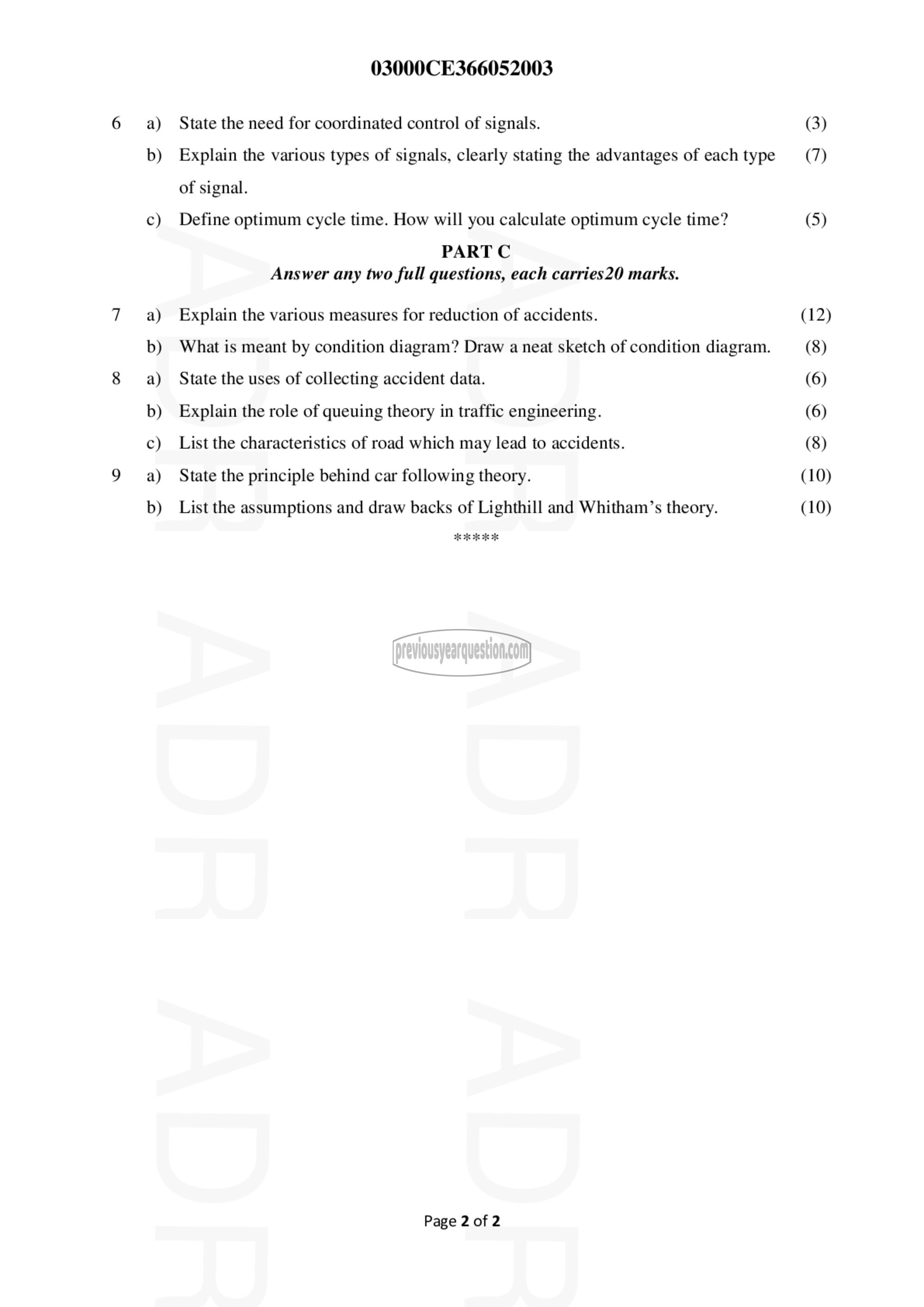 Question Paper - Traffic Engineering and Management-2