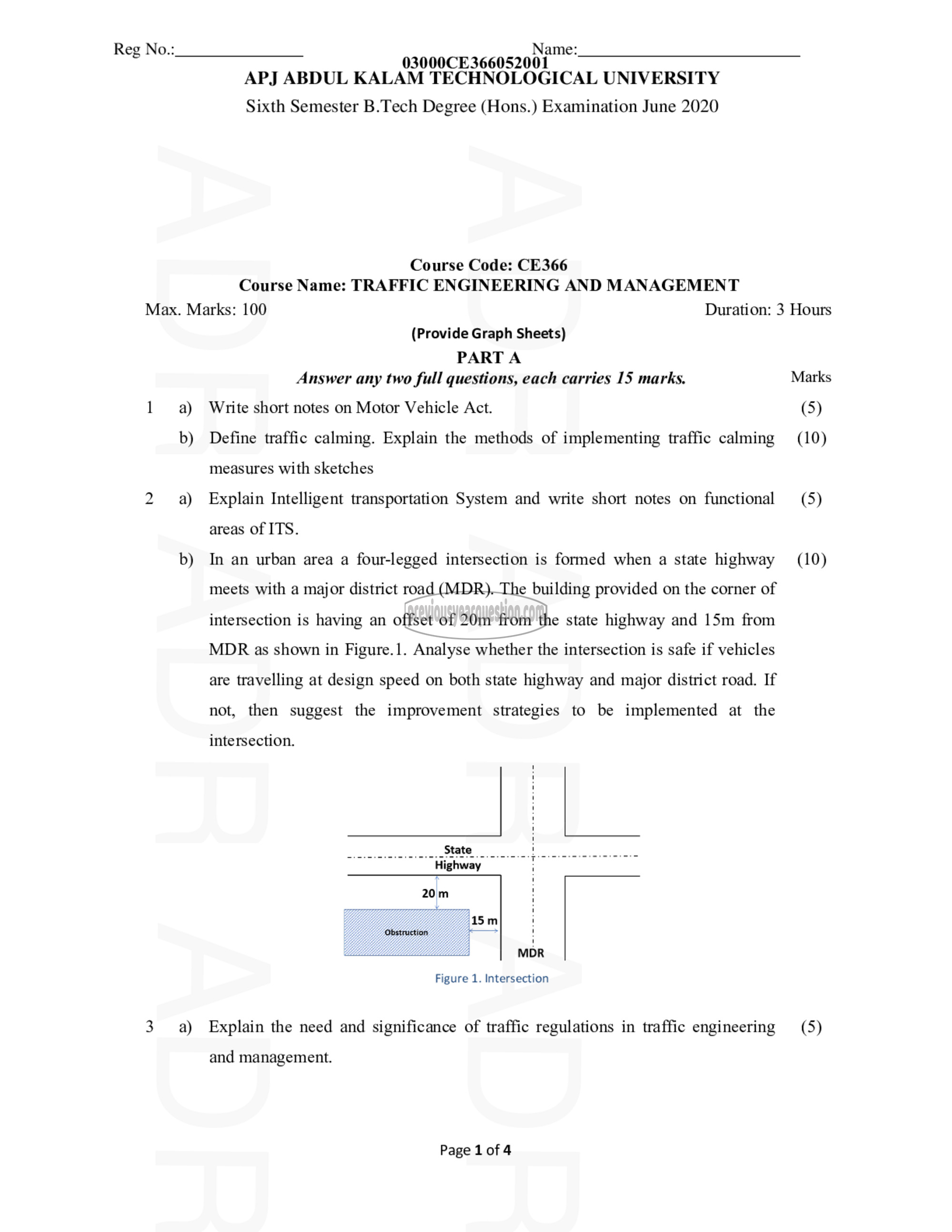 Question Paper - Traffic Engineering and Management-1