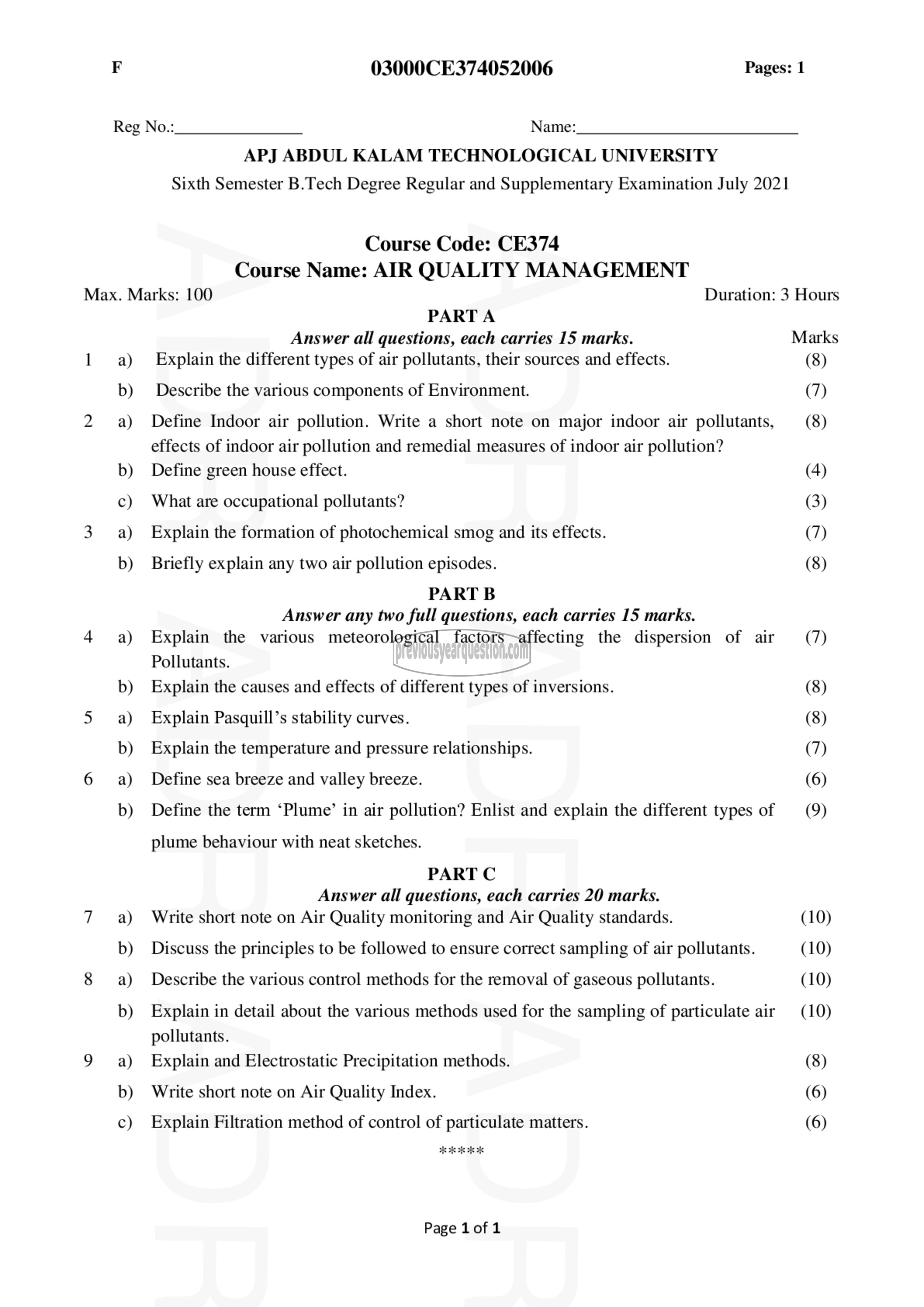 Question Paper - Prestressed Concrete-1