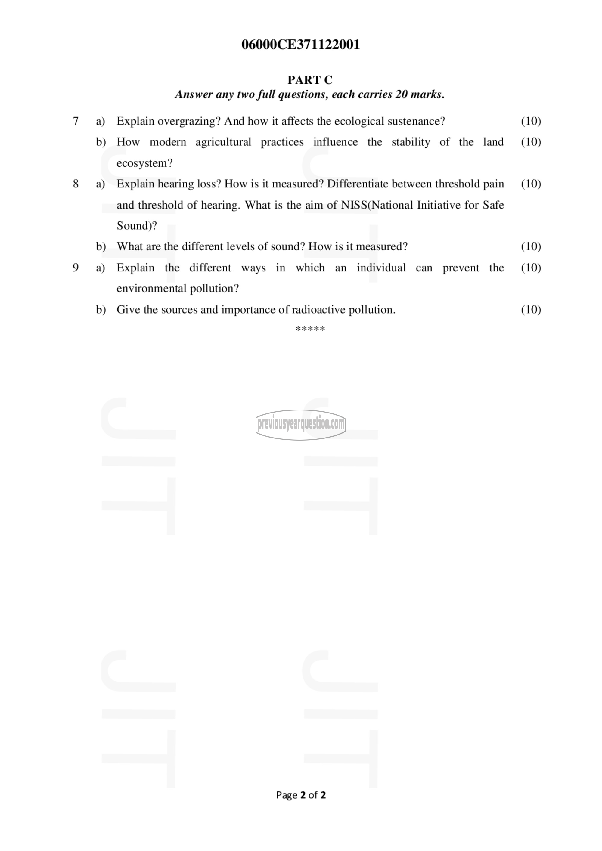 Question Paper - Environment and Pollution-2