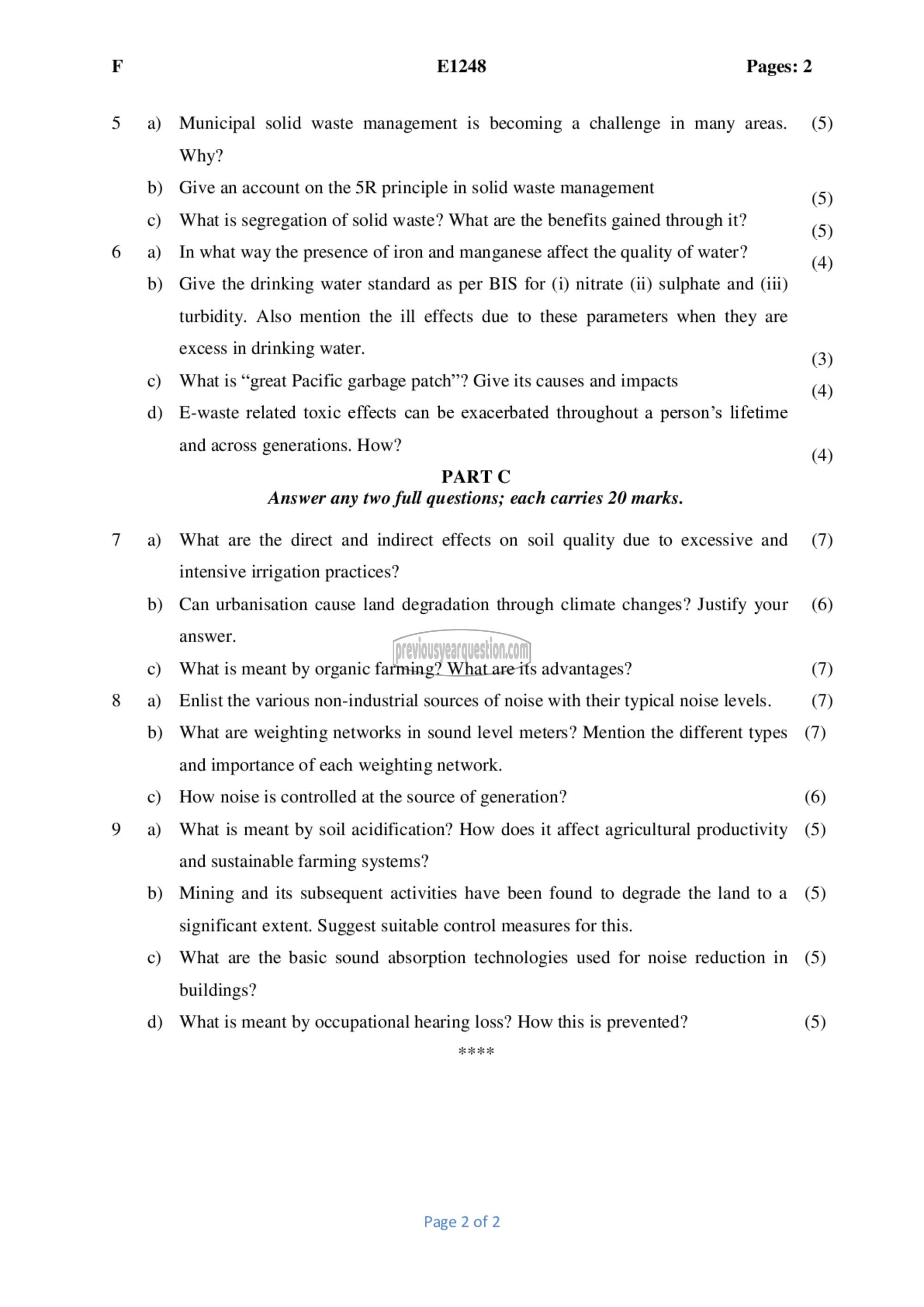 Question Paper - Environment and Pollution-2