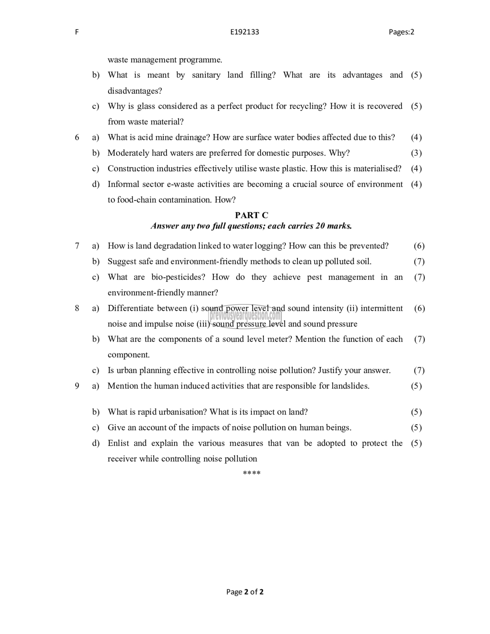 Question Paper - Environment and Pollution-2