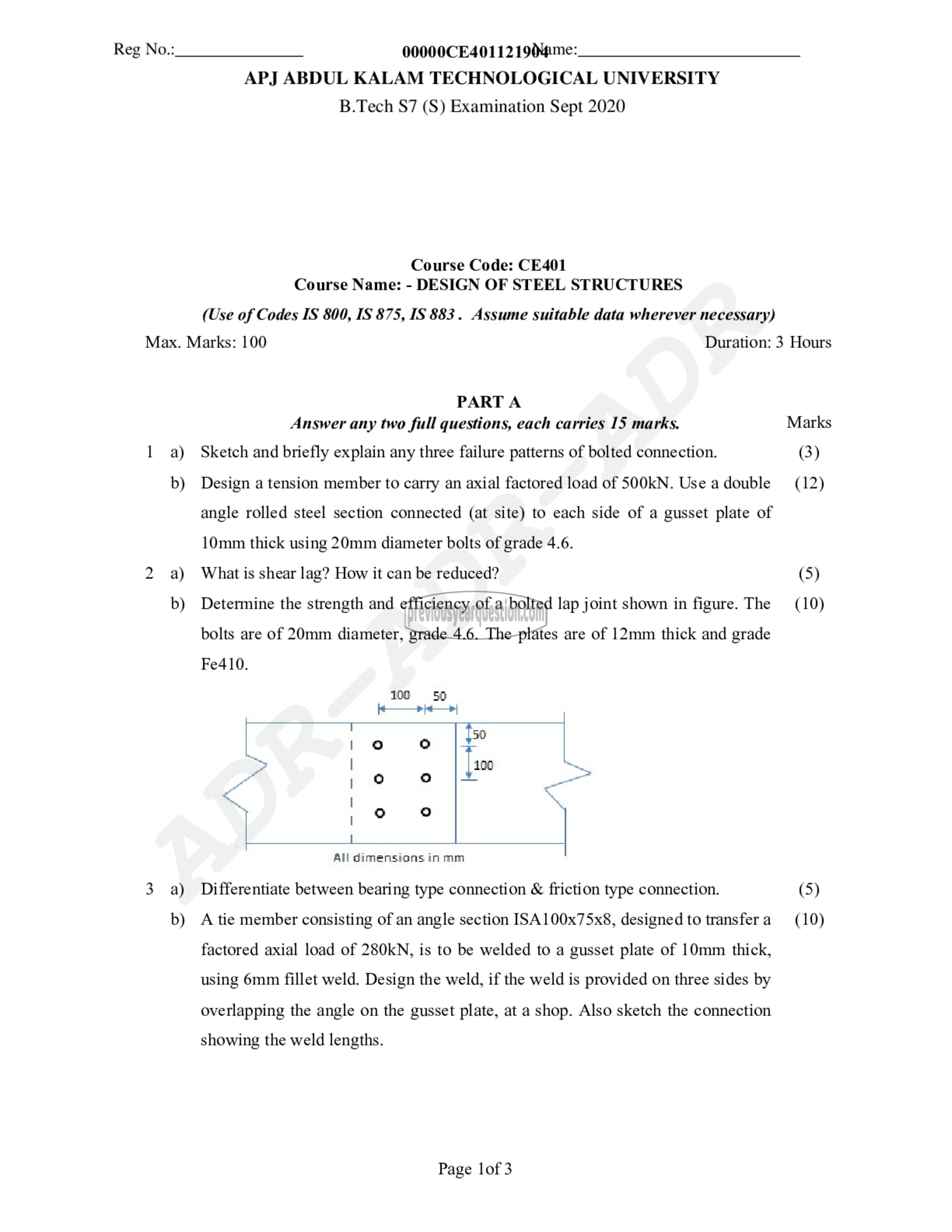 Question Paper - Design of Steel Structures-1