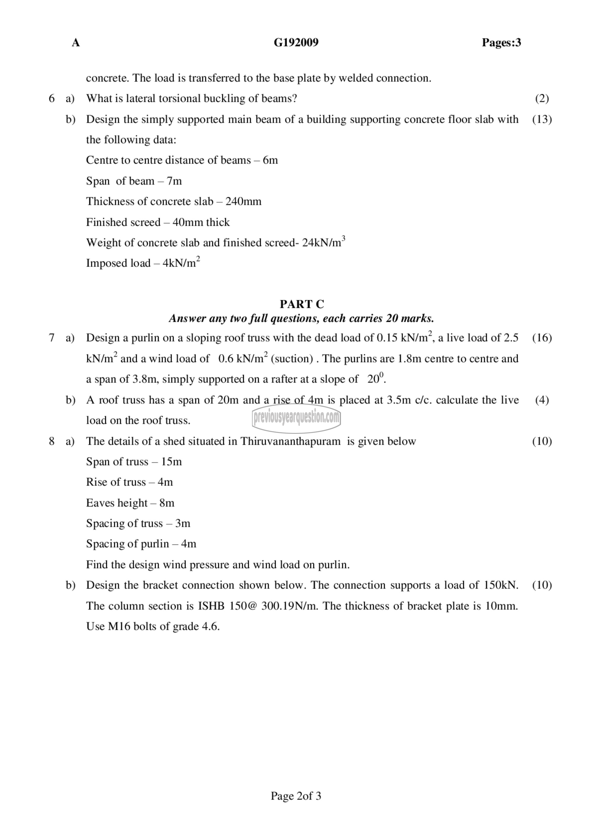 Question Paper - Design of Steel Structures-2