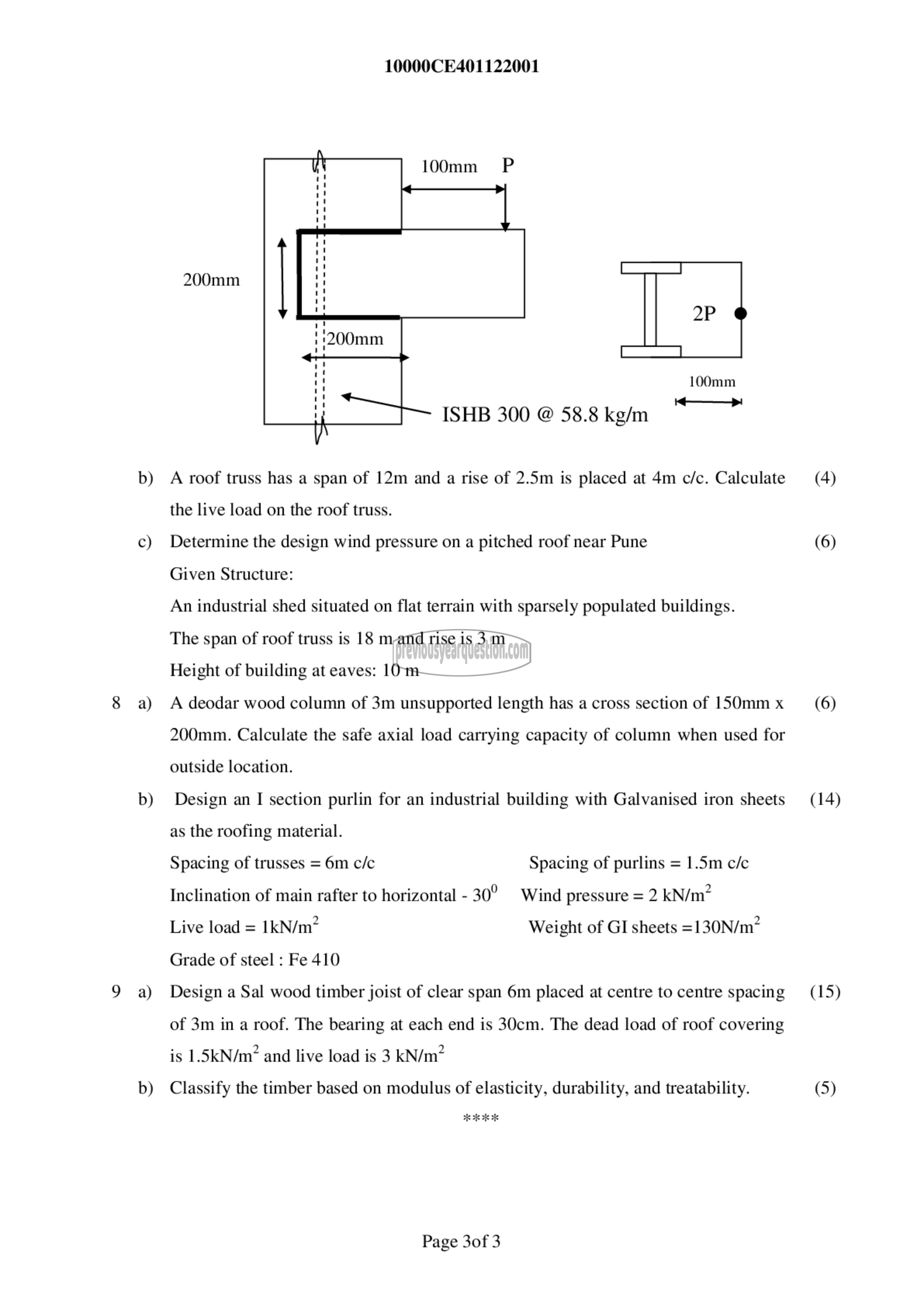 Question Paper - Design of Steel Structures-3