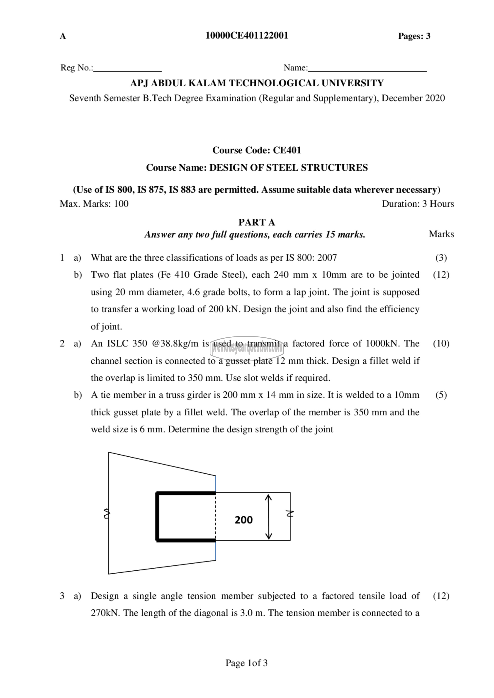 Question Paper - Design of Steel Structures-1