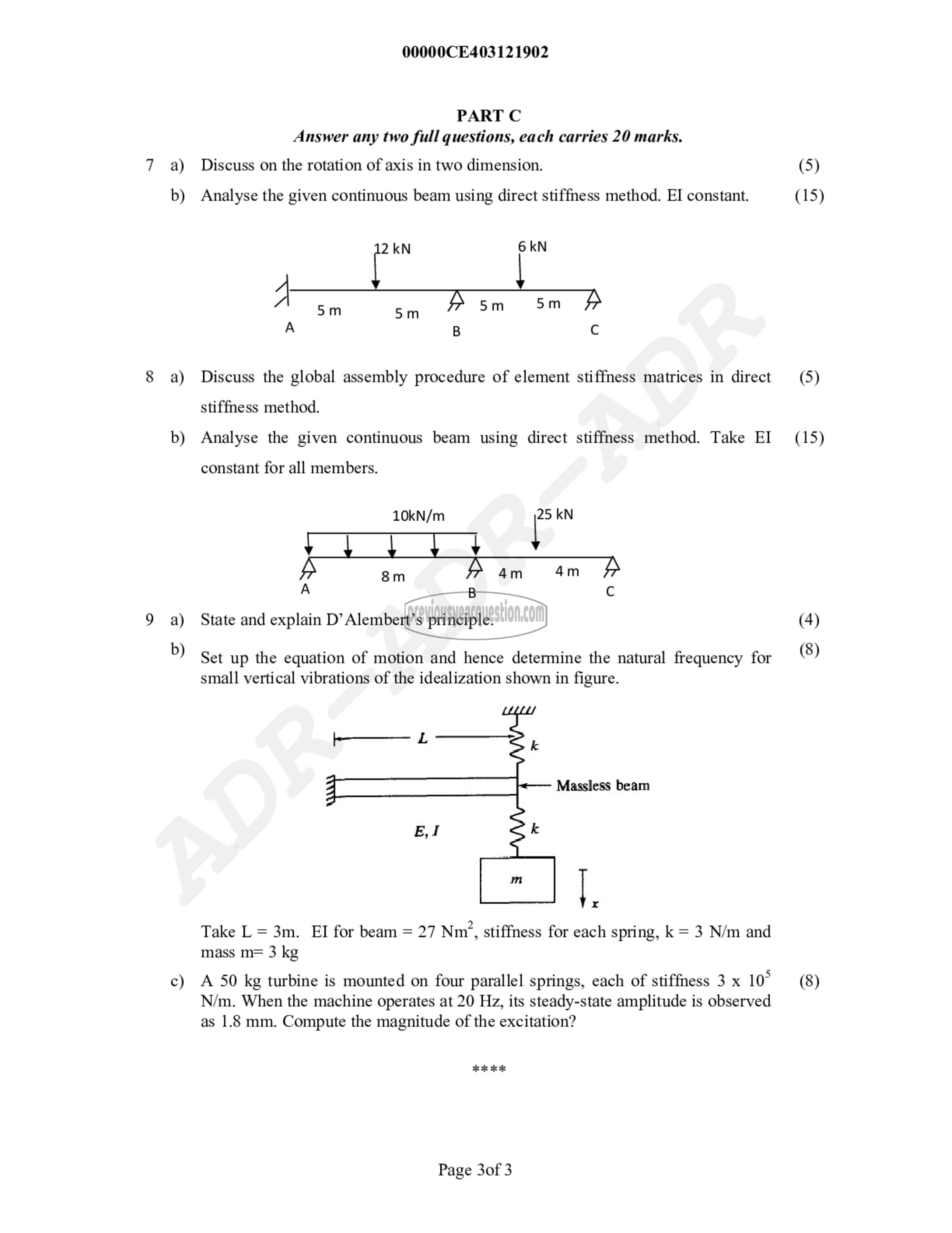 Question Paper - Structural Analysis- III-3