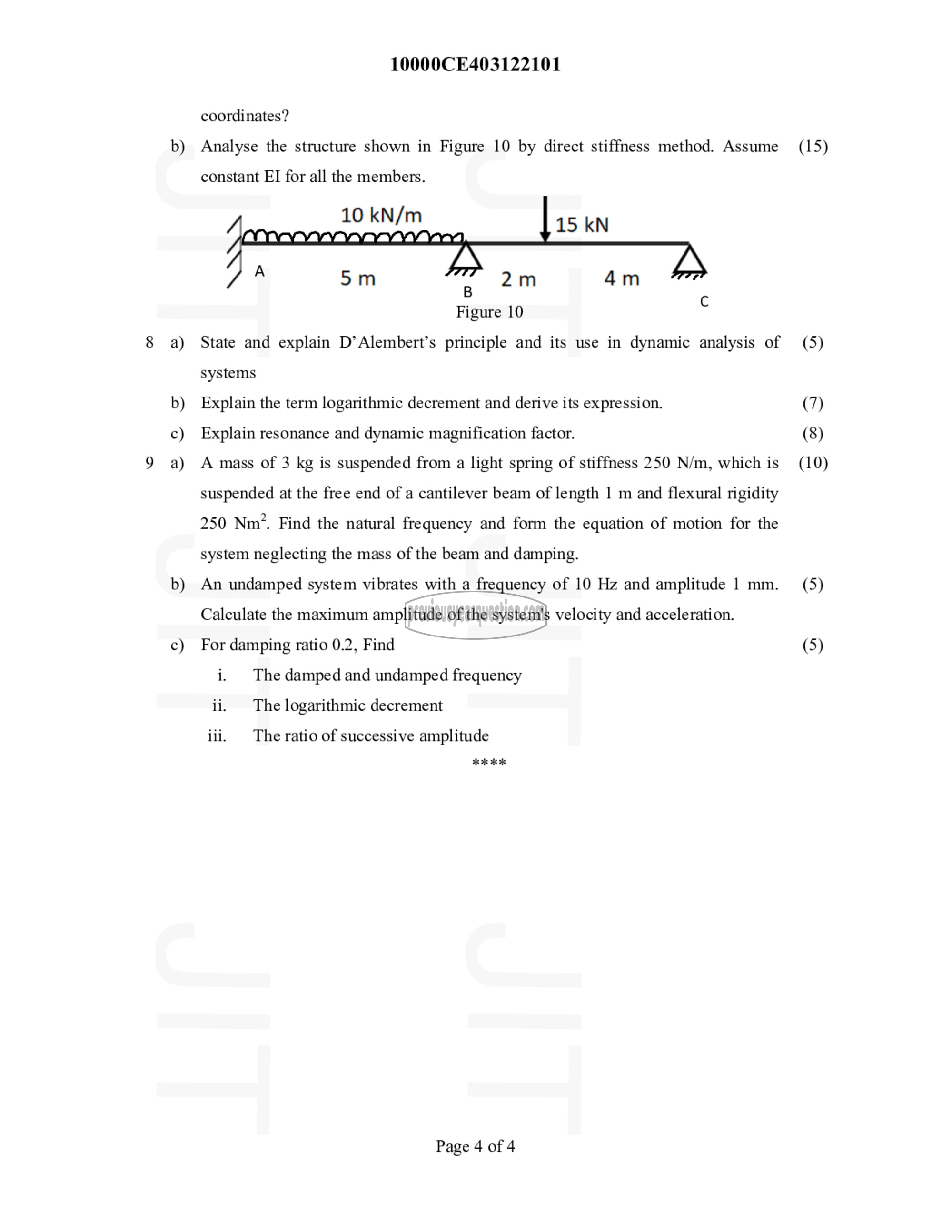 Question Paper - Structural Analysis- III-4