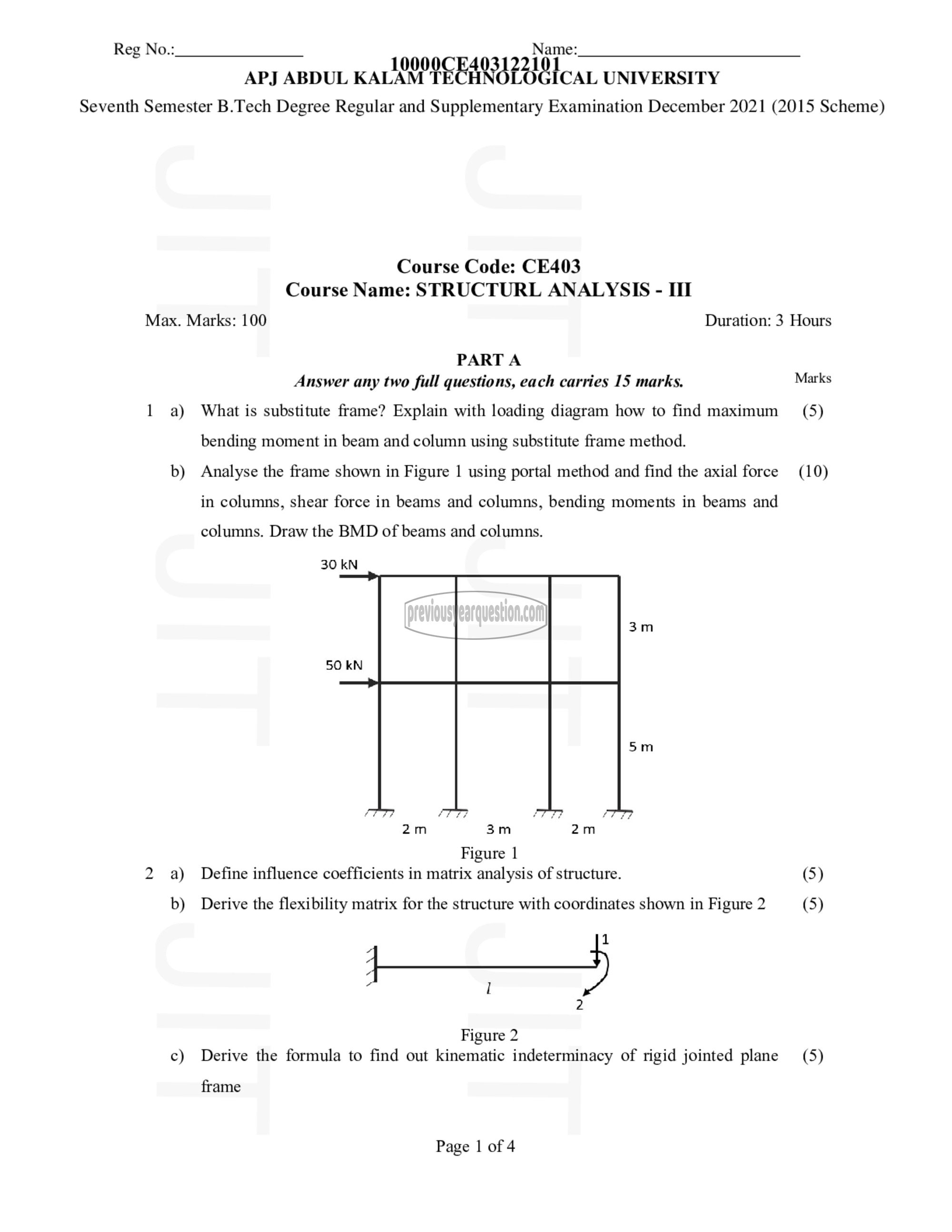 Question Paper - Structural Analysis- III-1