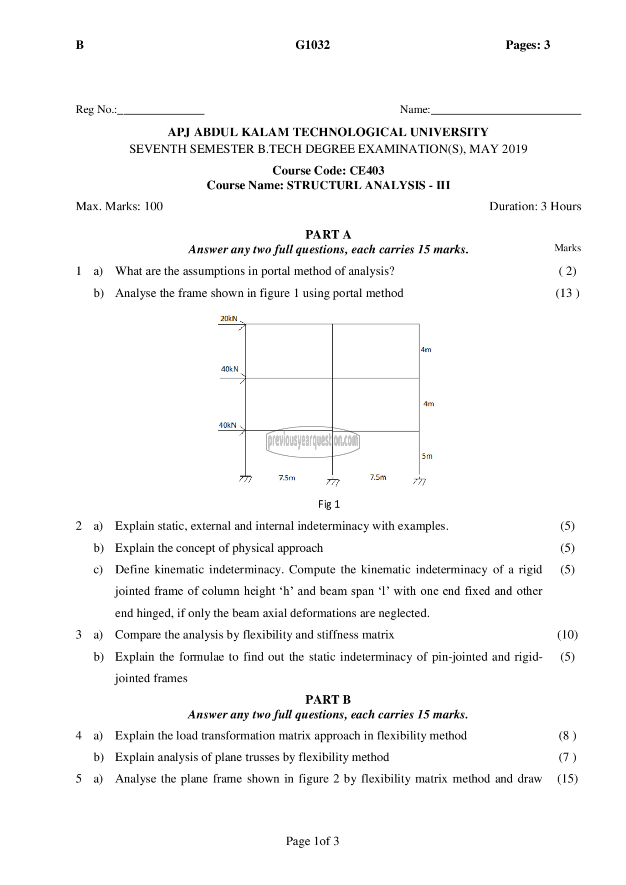 Question Paper - Structural Analysis- III-1