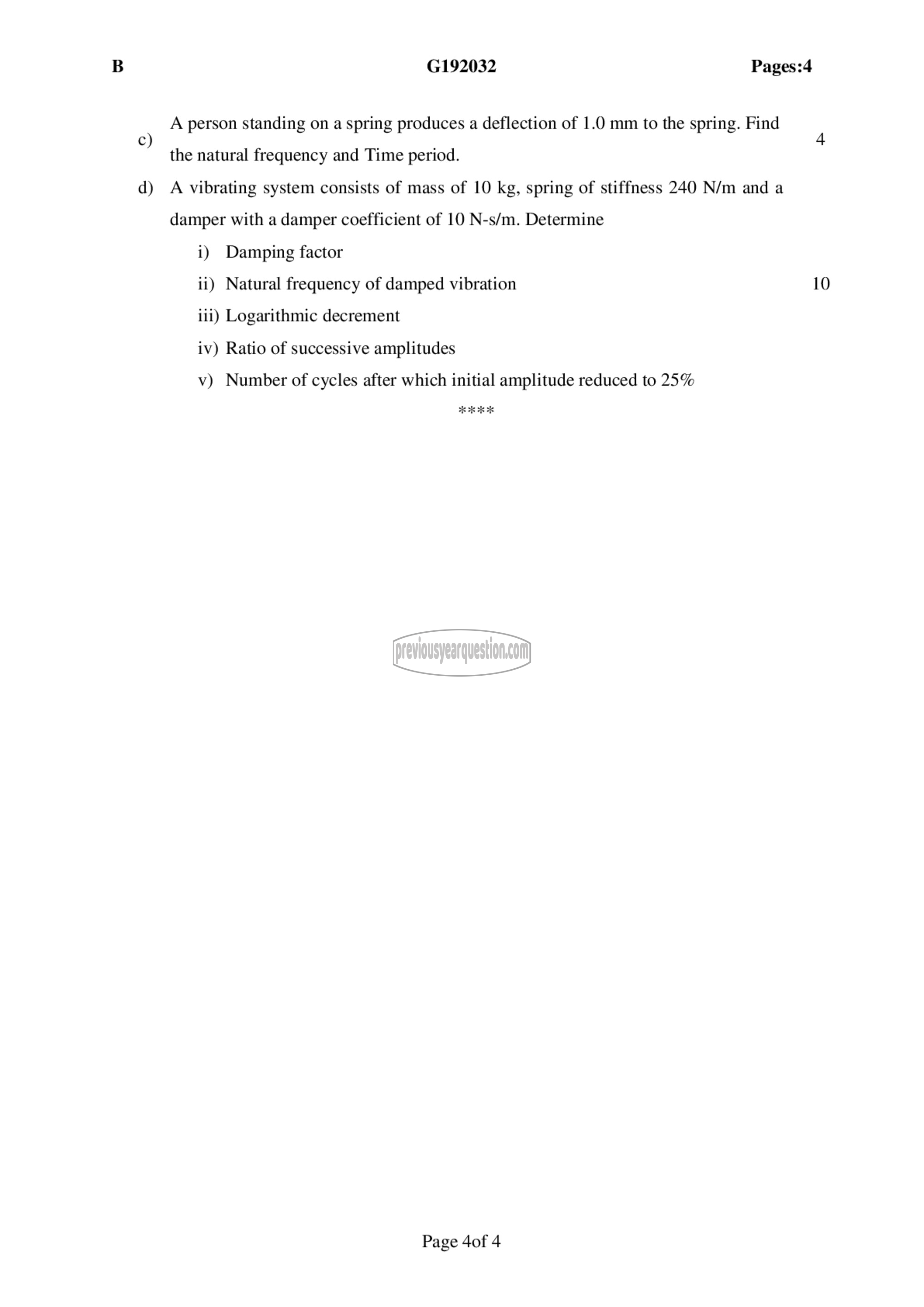 Question Paper - Structural Analysis- III-4