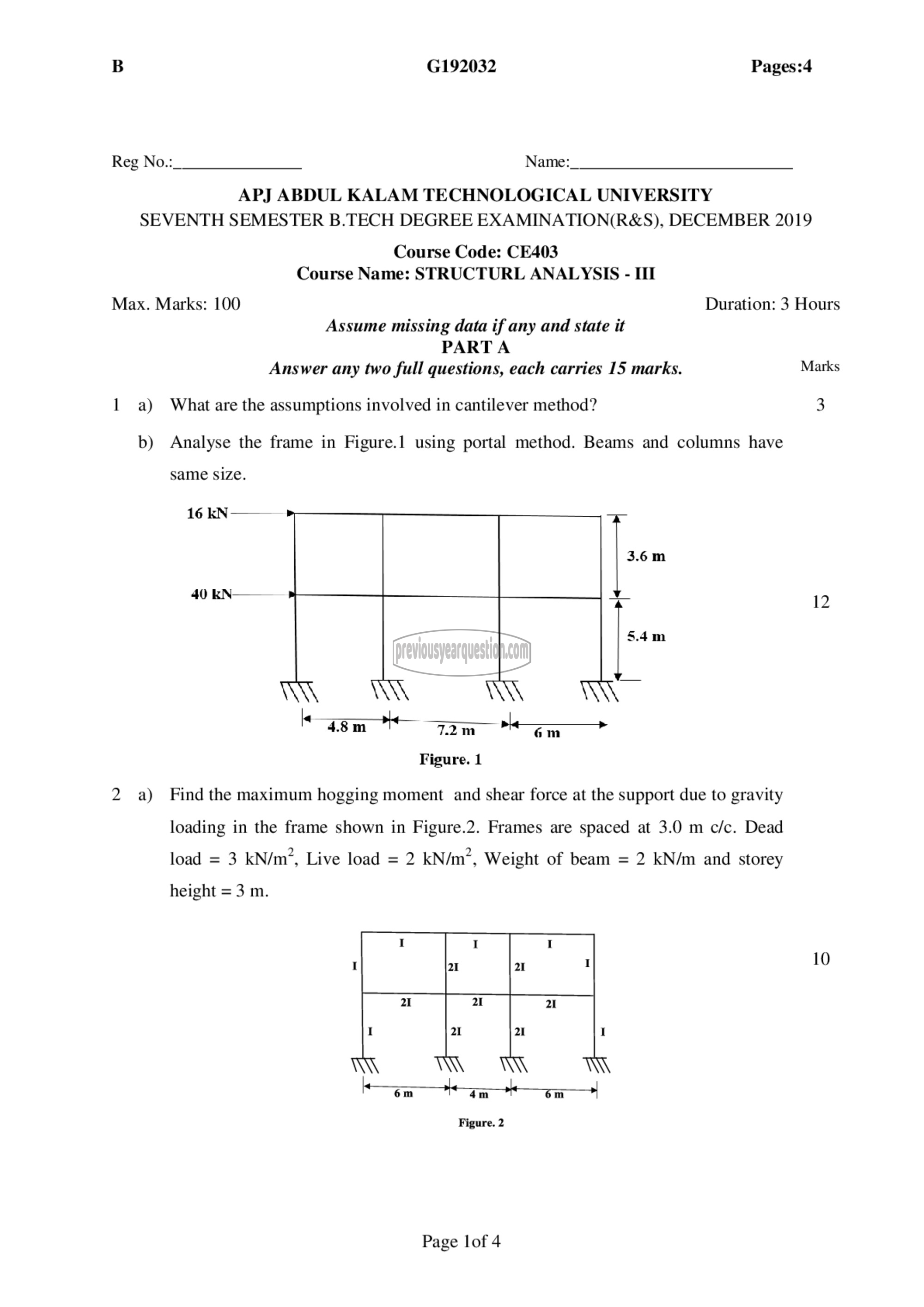 Question Paper - Structural Analysis- III-1