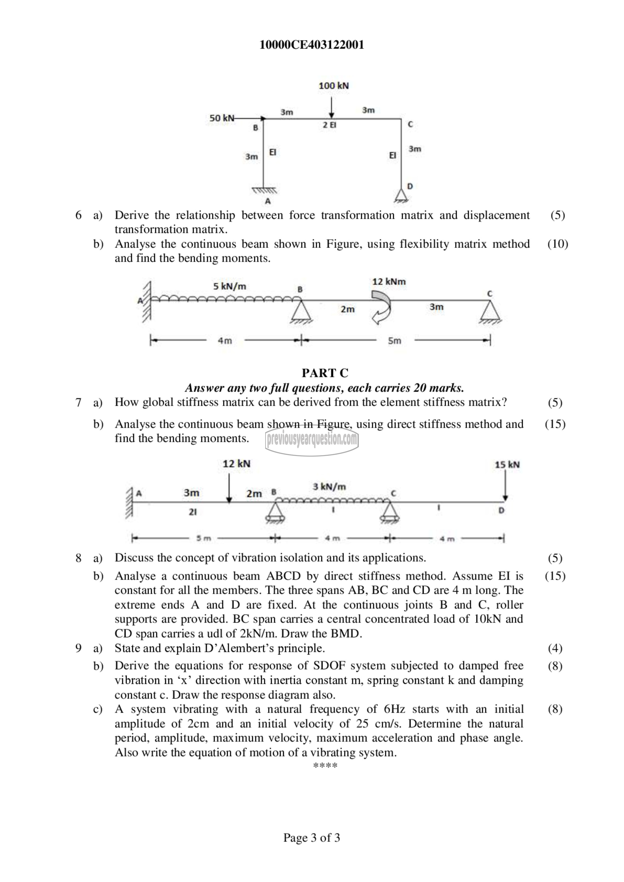 Question Paper - Structural Analysis- III-3