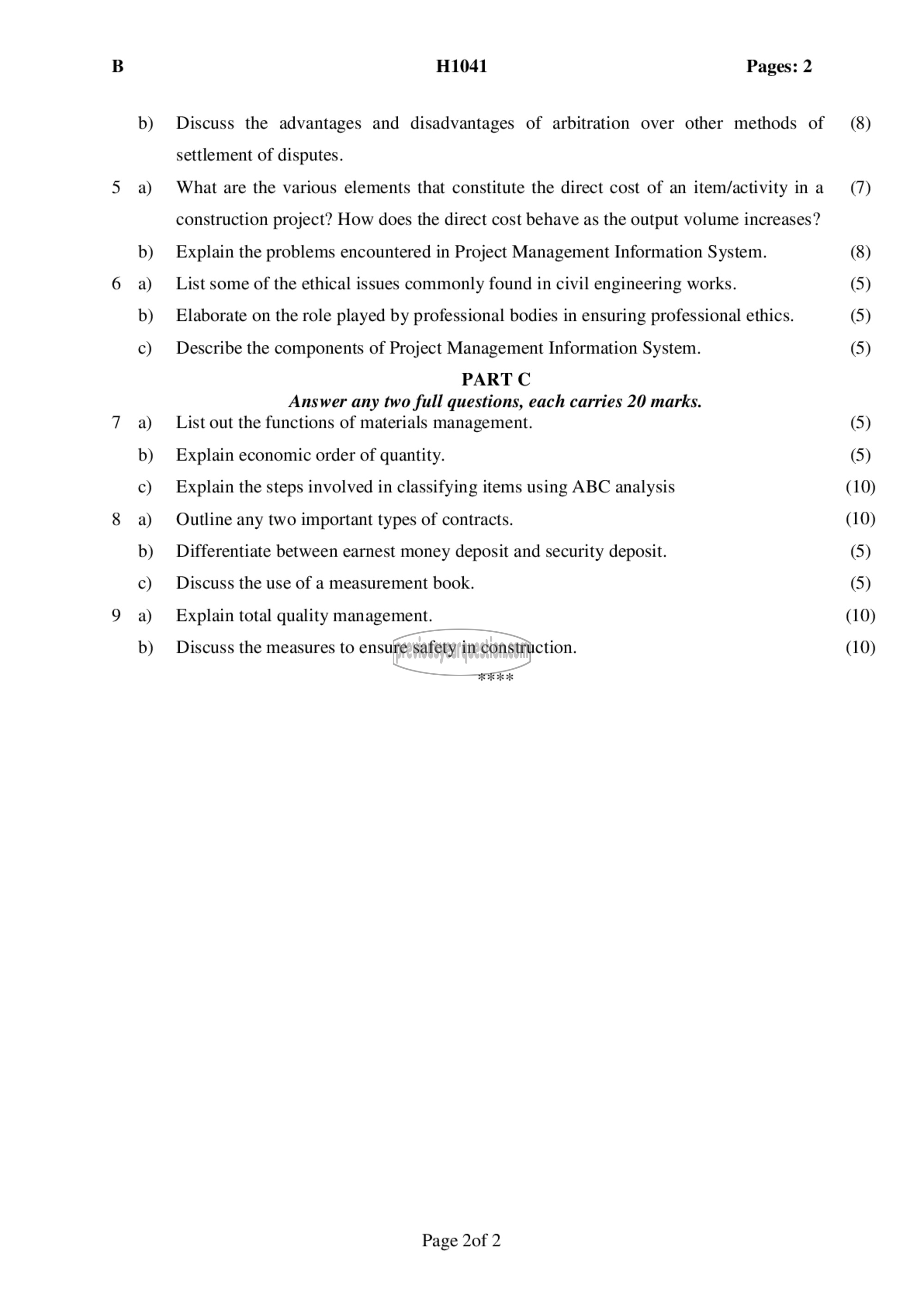 Question Paper - Civil Engineering Project Management-2