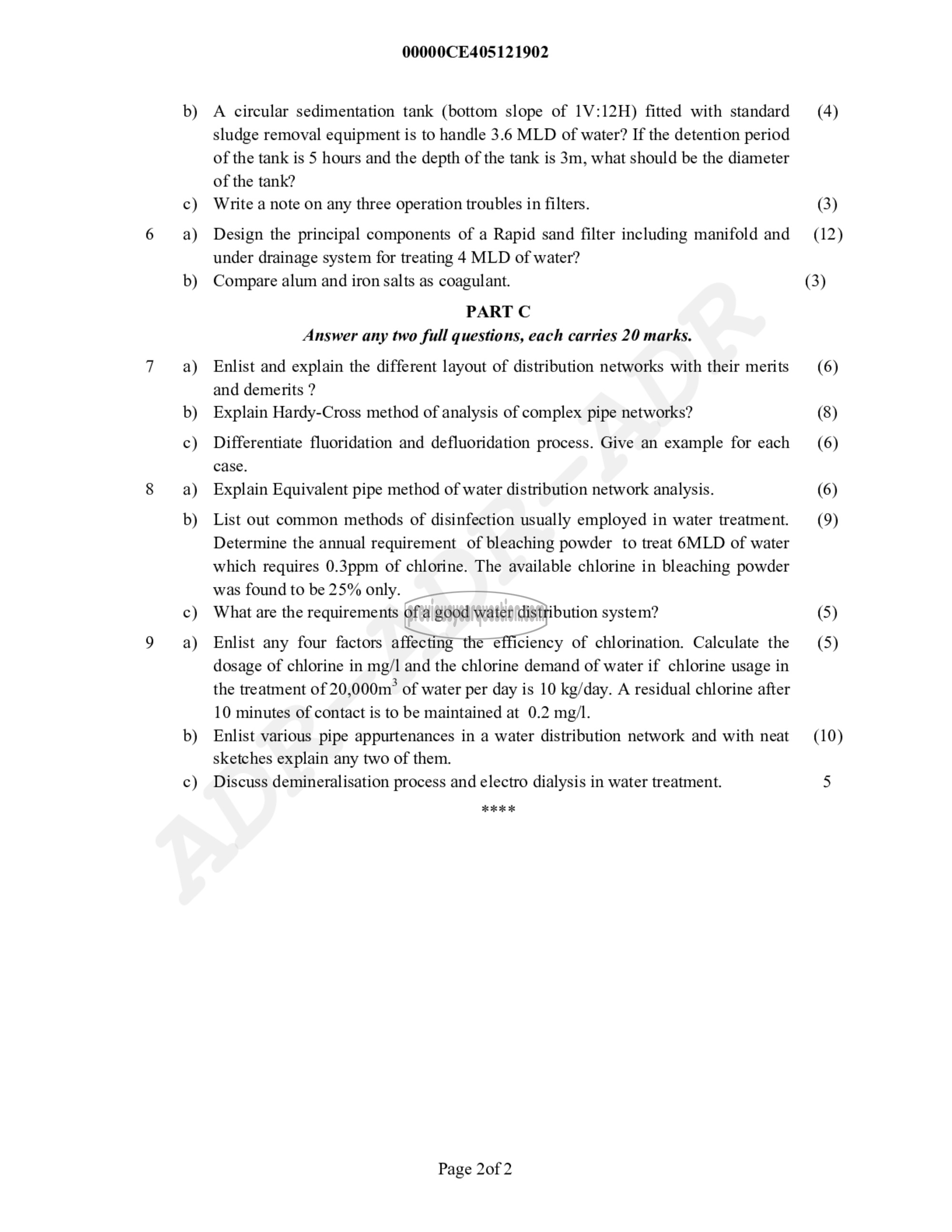 Question Paper - Environmental Engineering- I-2