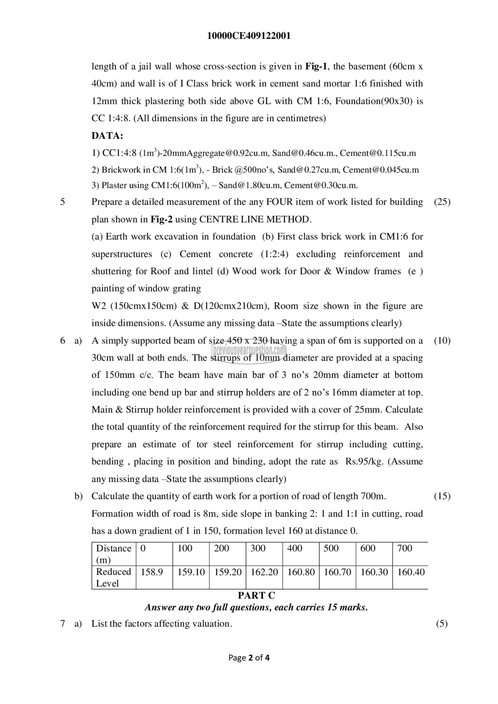 Question Paper - Quantity Surveying and Valuation-2